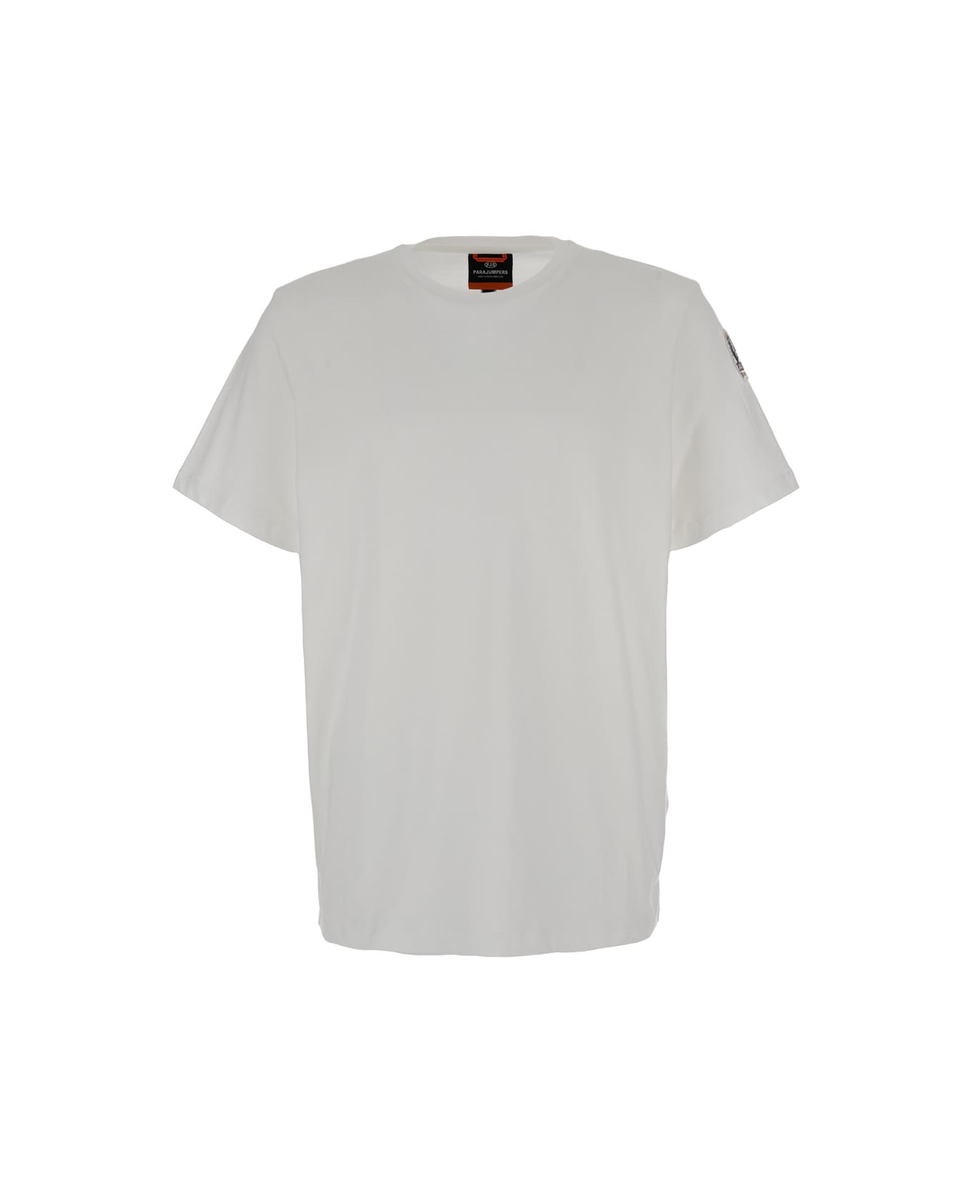 Parajumpers White T-shirt With Logo Patch On Sleeve In Cotton Man - White シャツ