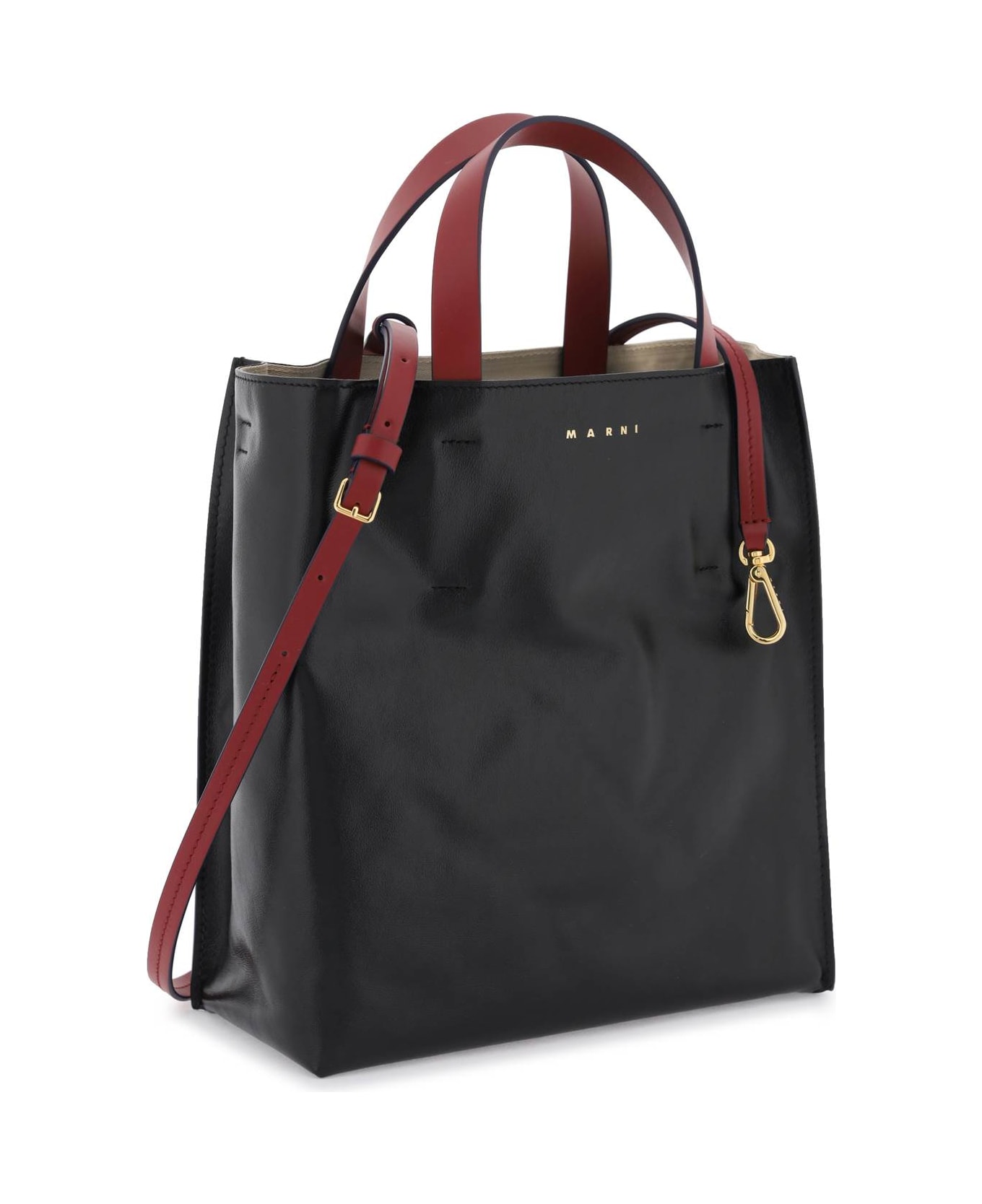 Marni Museo Bag In Black Leather - Black トートバッグ