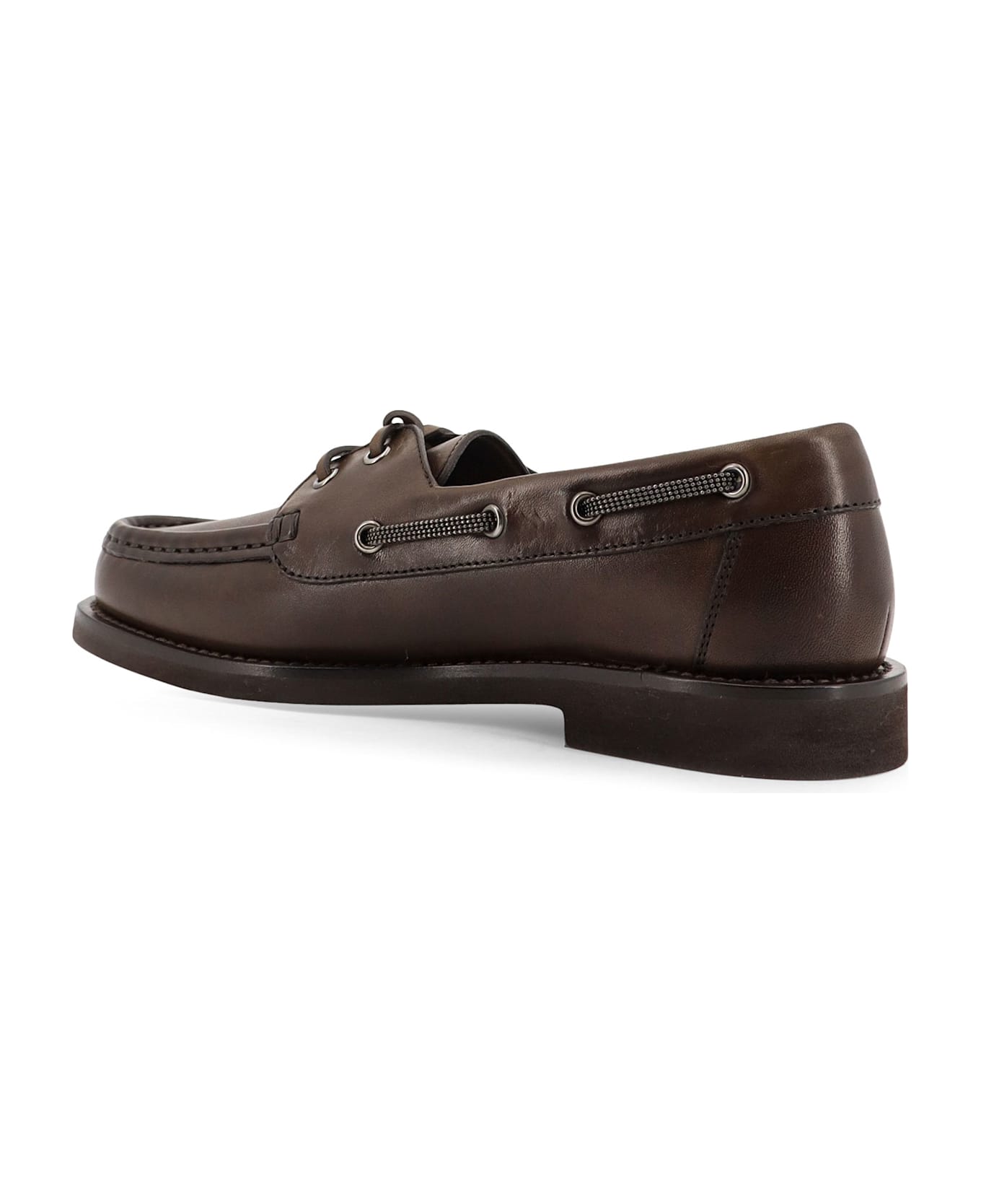 Brunello Cucinelli Leather Loafers With Monili Detail - Corvino