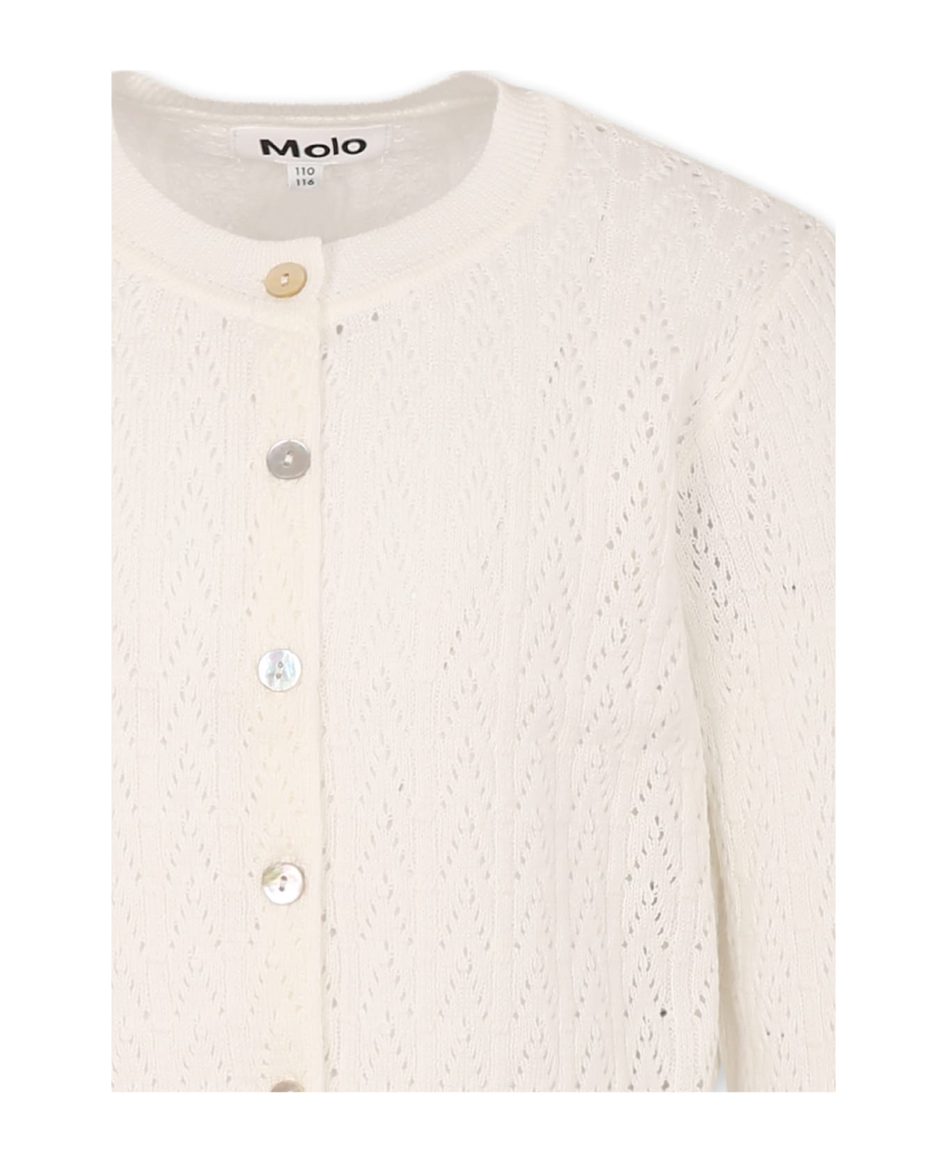 Molo White Cardigan For Girl - White