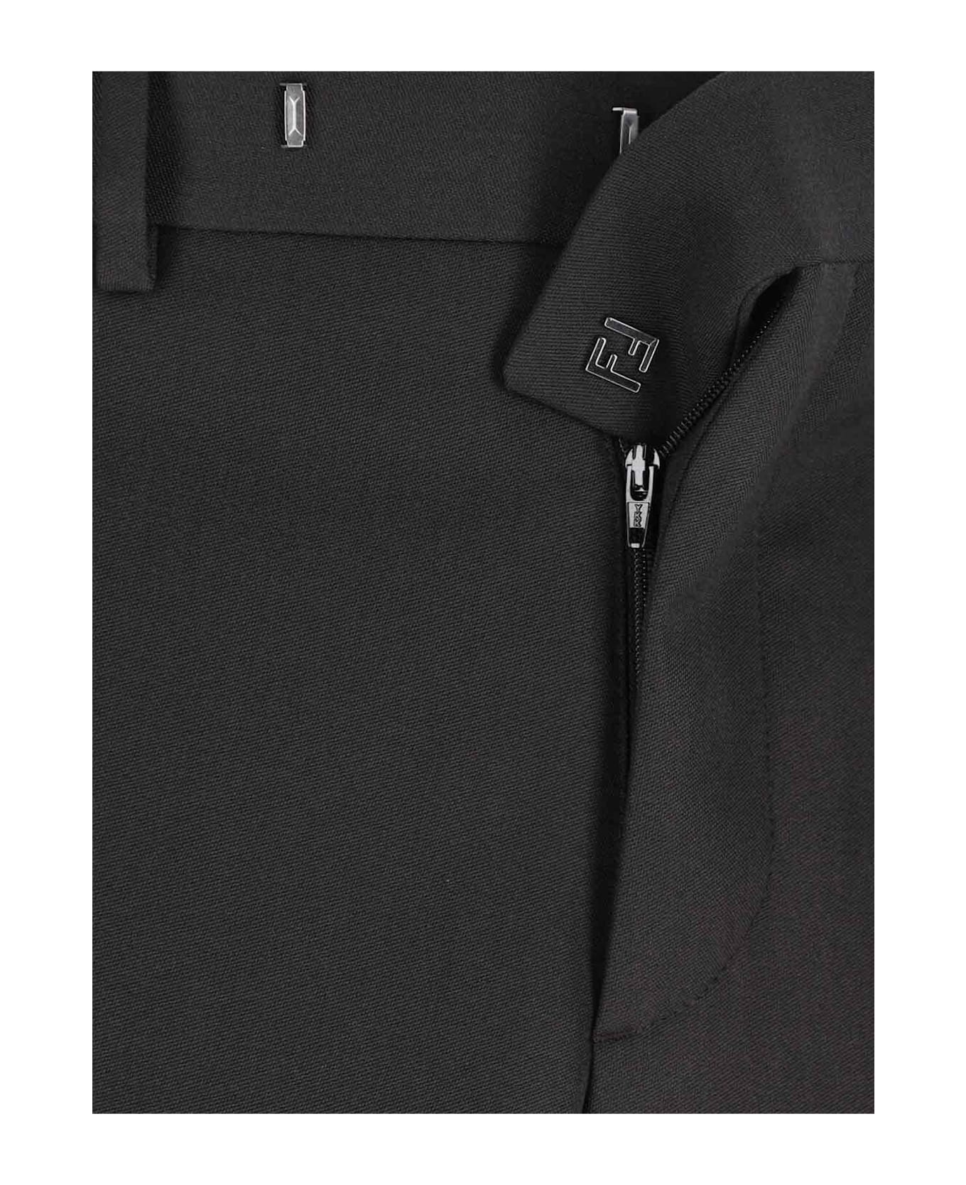 Fendi Wool Blend Pants - BROWN