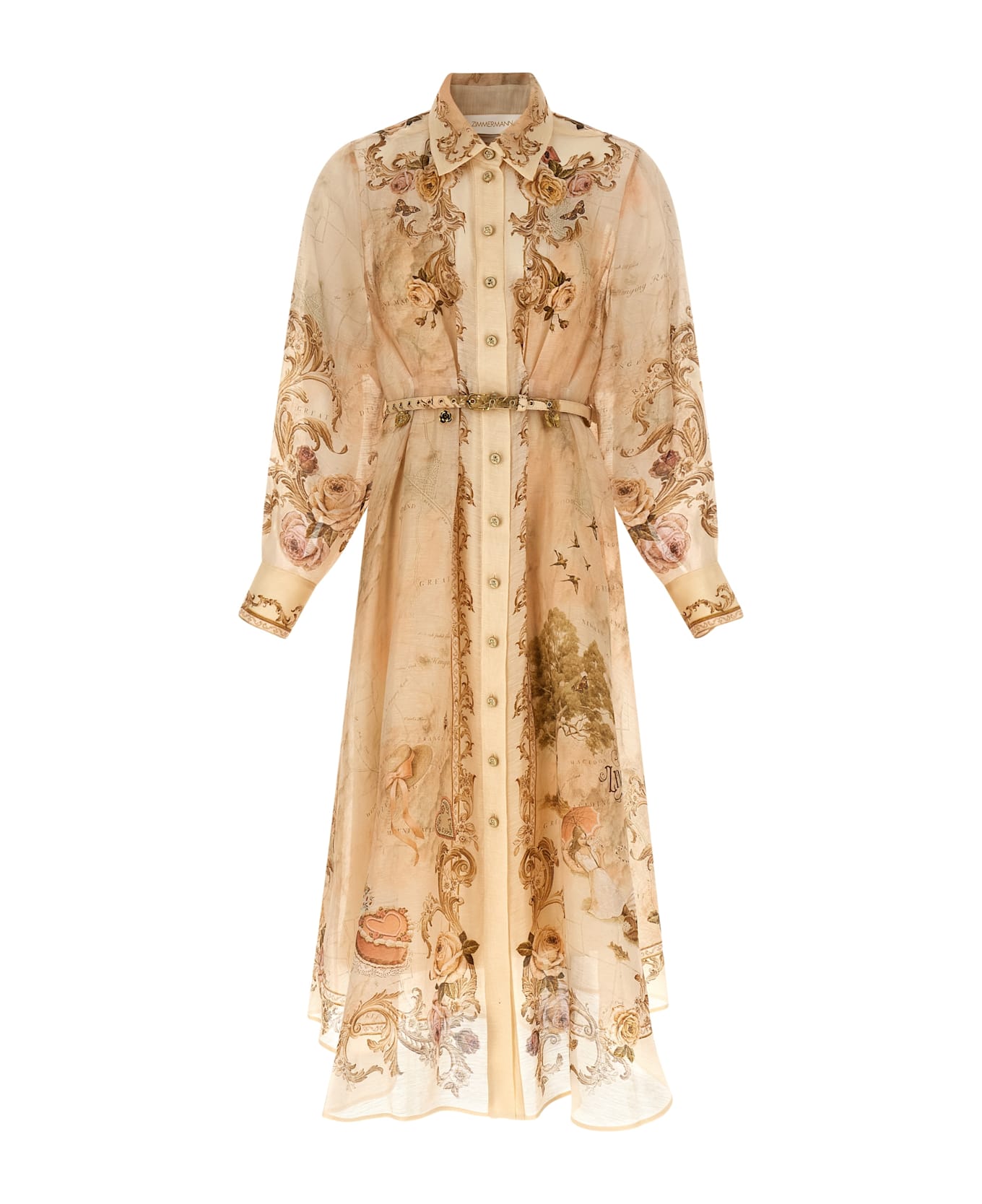 Zimmermann 
memento Buttoned Midi
 Dress - Beige