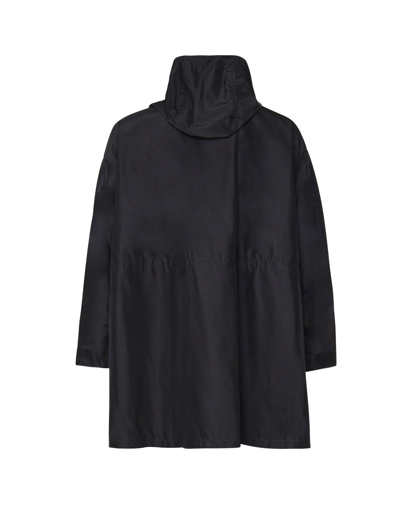 Dolce & Gabbana Logo Patch Hooded Coat - Black