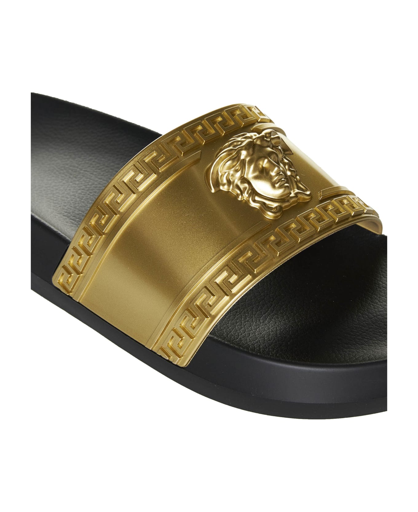 Versace Palazzo Slide Sandals - Gold Black