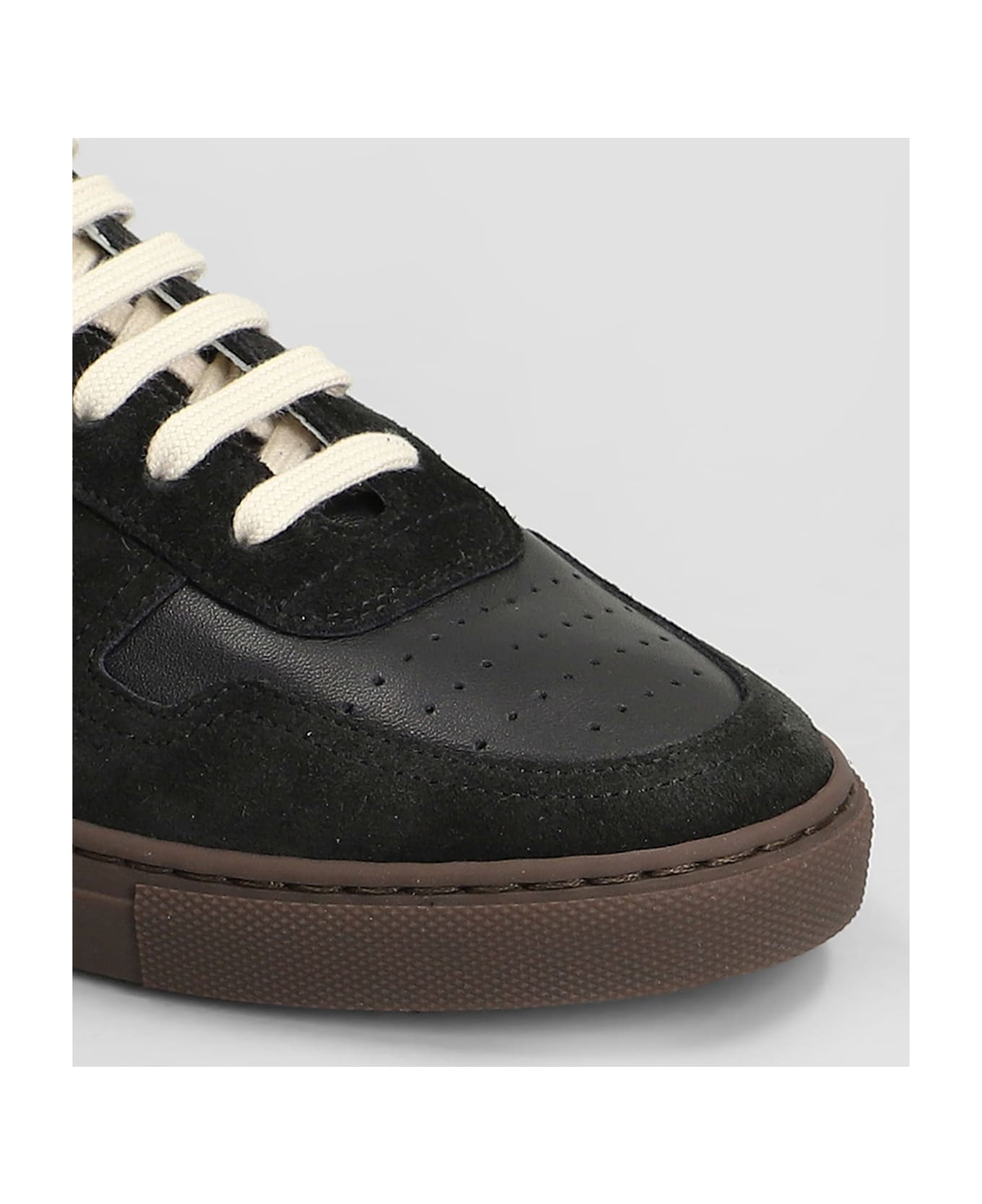 Common Projects Bball Slim Sneakers In Black Suede And Leather - black