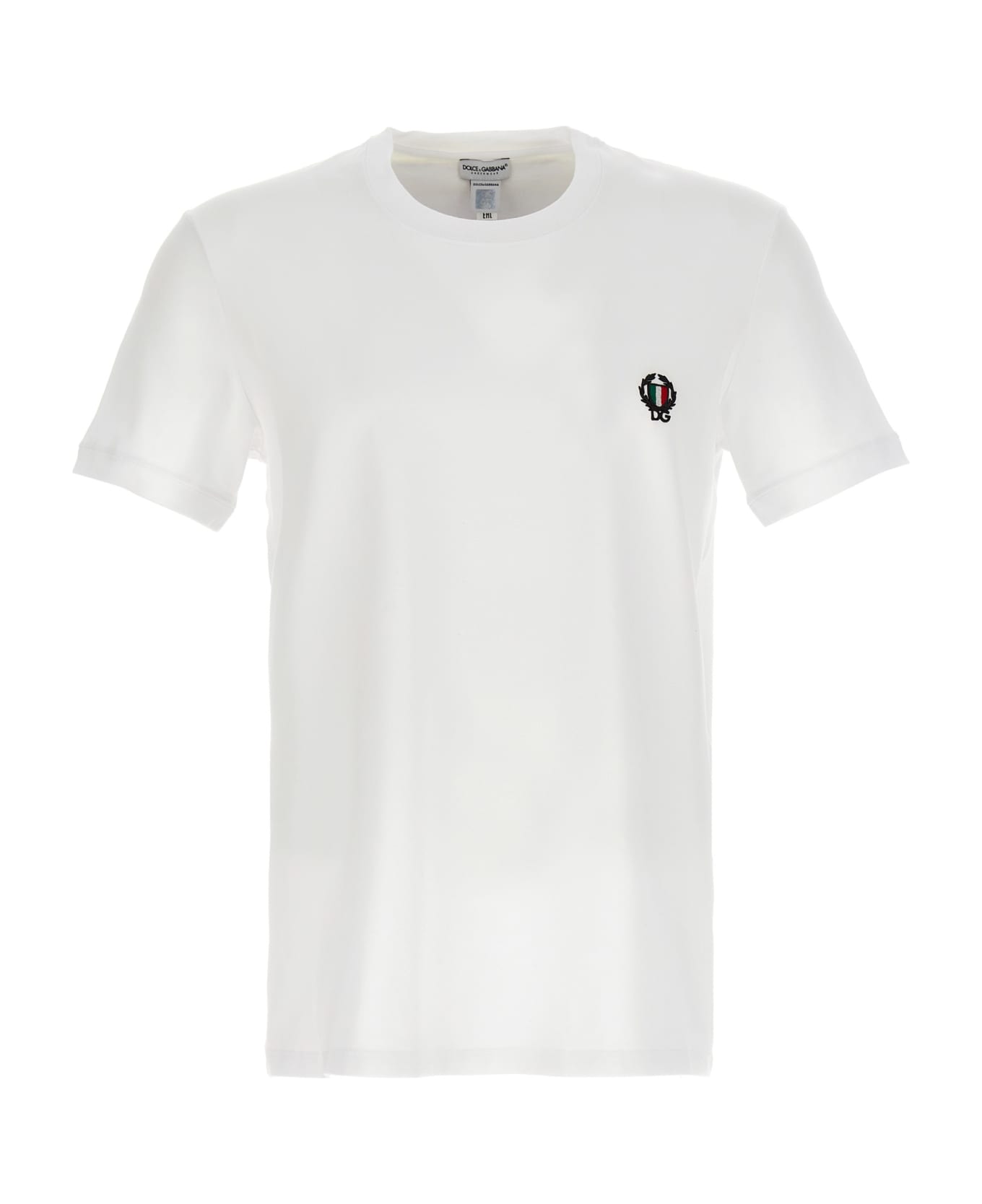Dolce & Gabbana Logo Embroidered T-shirt - White シャツ