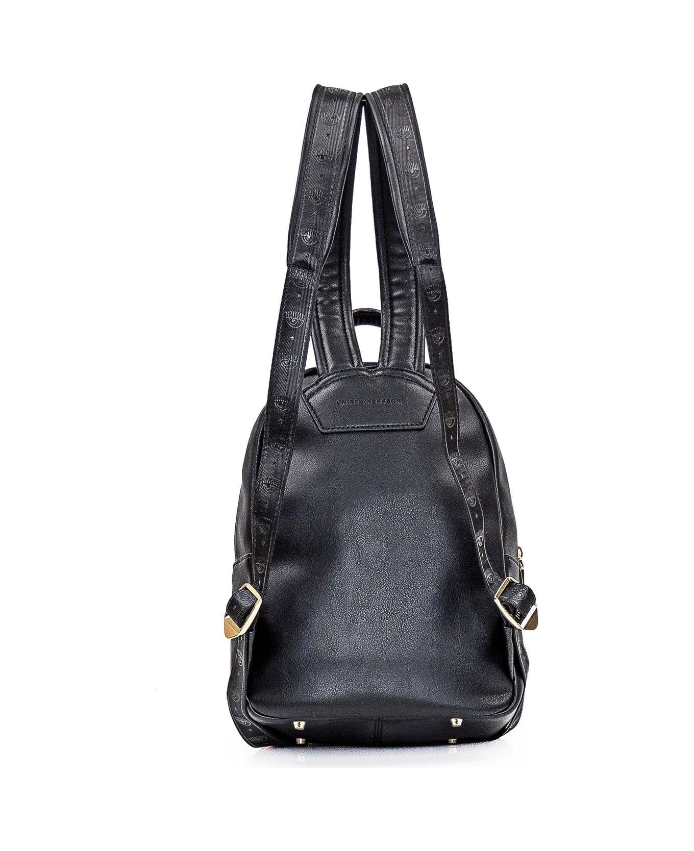 Chiara Ferragni Eyelike Studded Zipped Backpack - Black