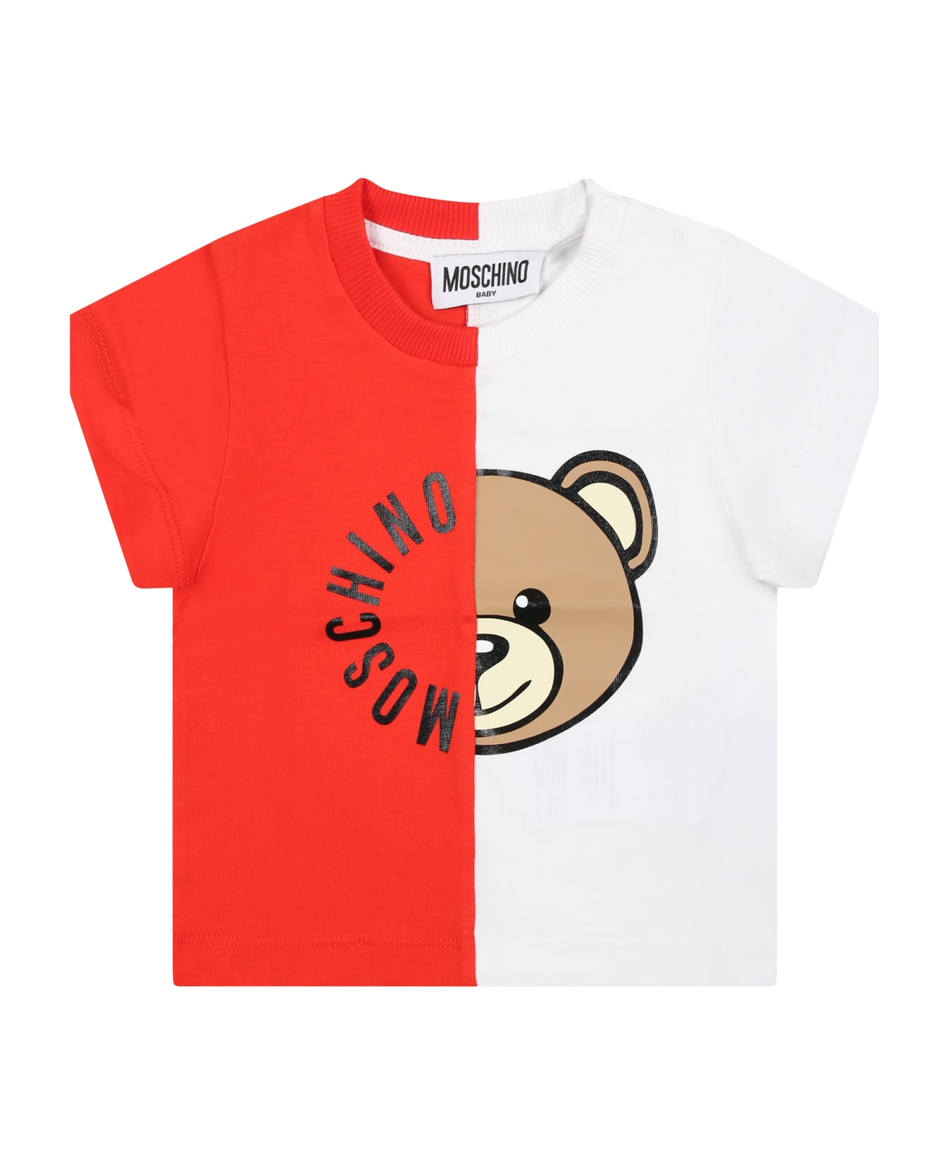 Moschino Red T-shirt For Babies With Teddy Bear And Logo - Red