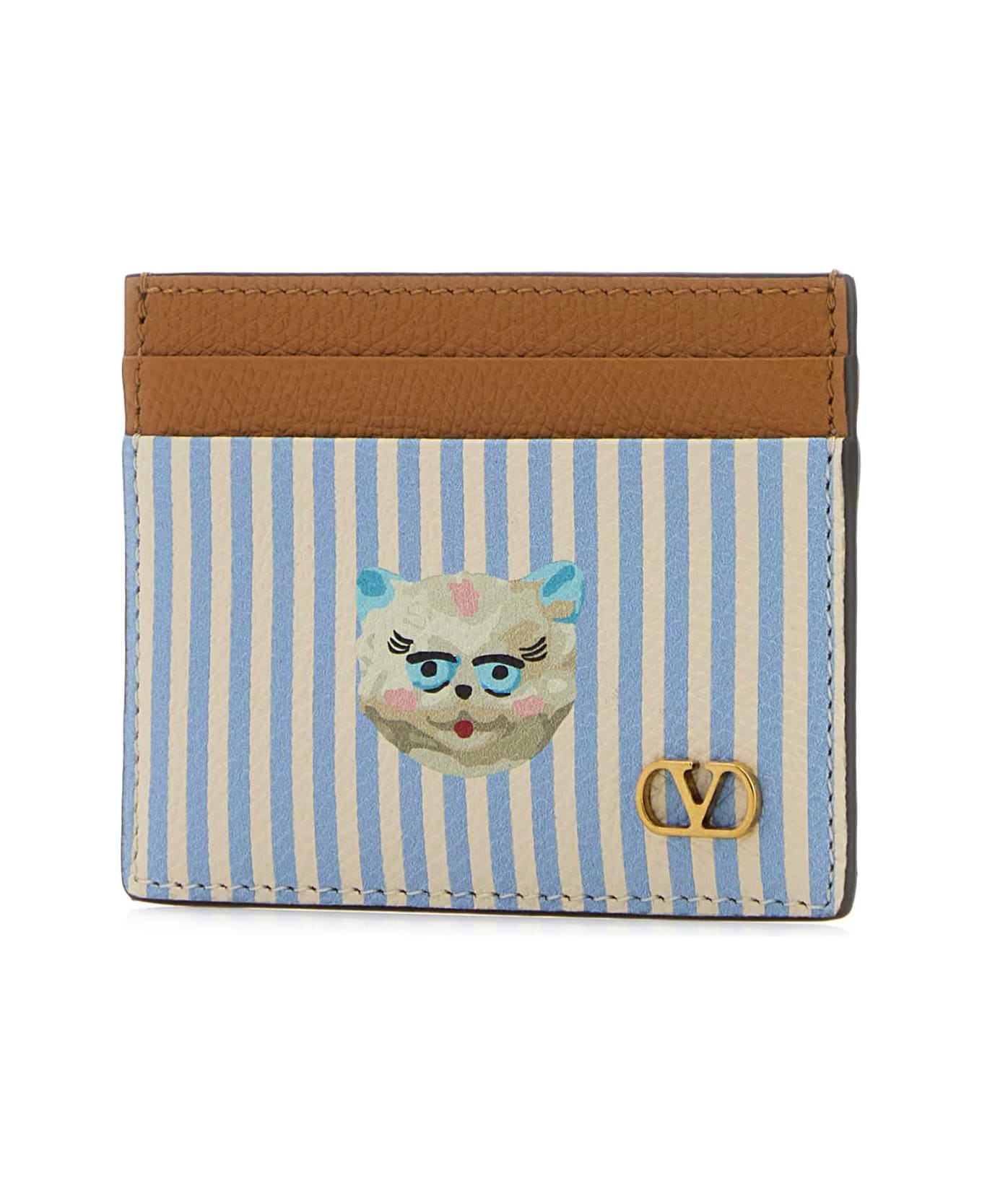 Valentino Garavani Printed Leather Vlogo Signature Card Holder - LIGHTIVORYCELESTEMULTICOLORNATURALC