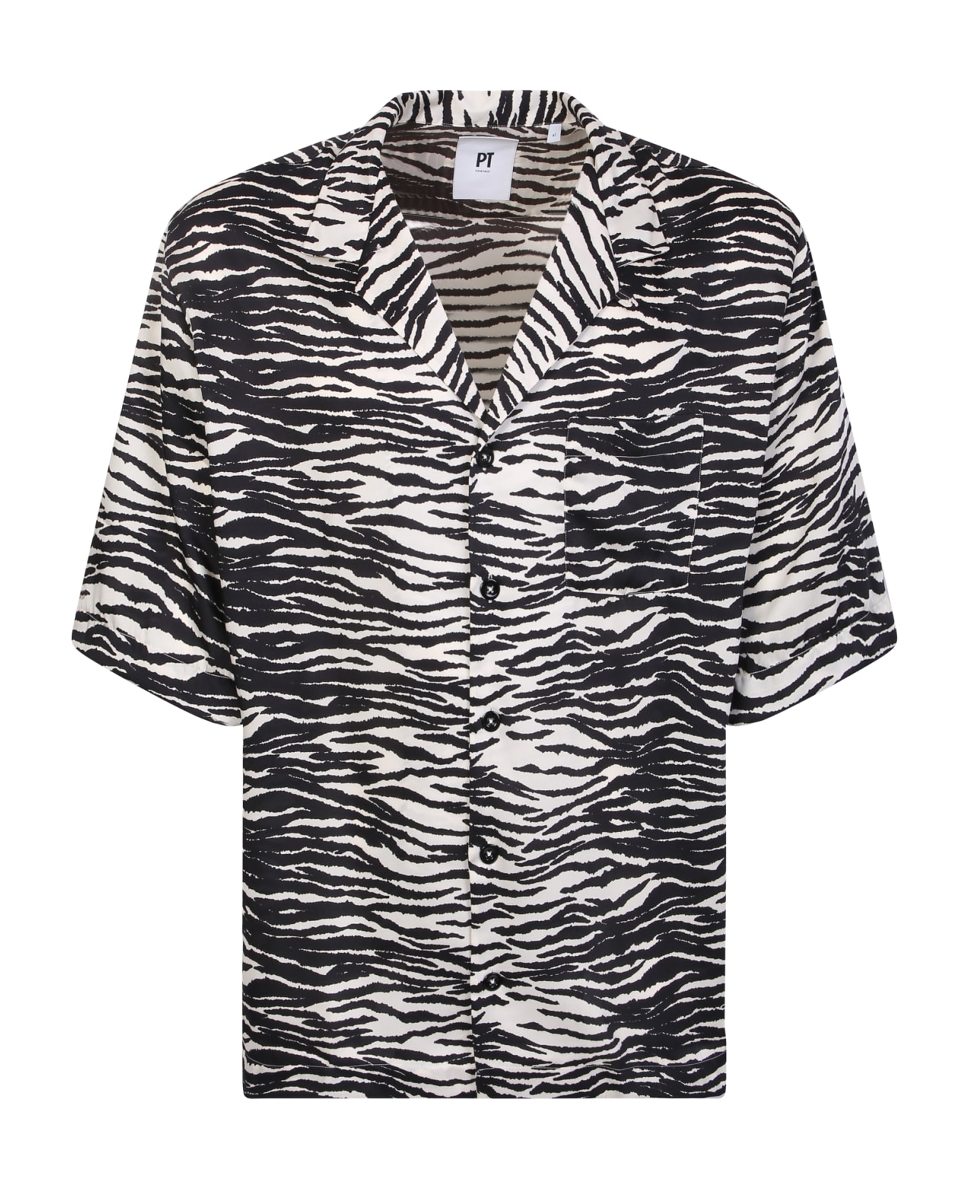 PT Torino Zebra Print Shirt - Black