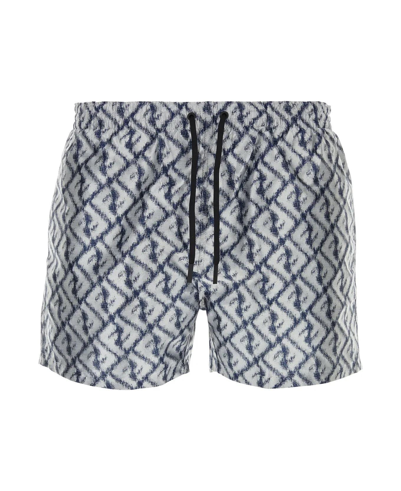 Fendi Embroidered Polyester Swimming Shorts - Krn Zucca Blue