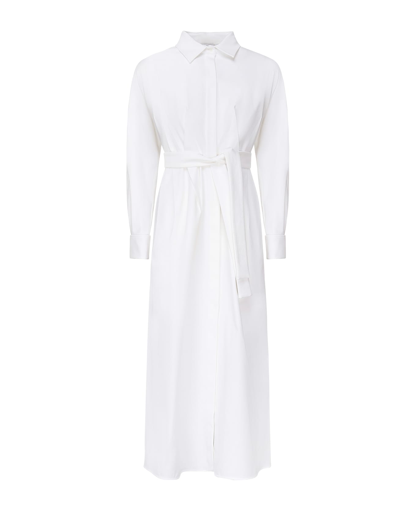 Max Mara Stretch Gabardine Shirt Dress - White