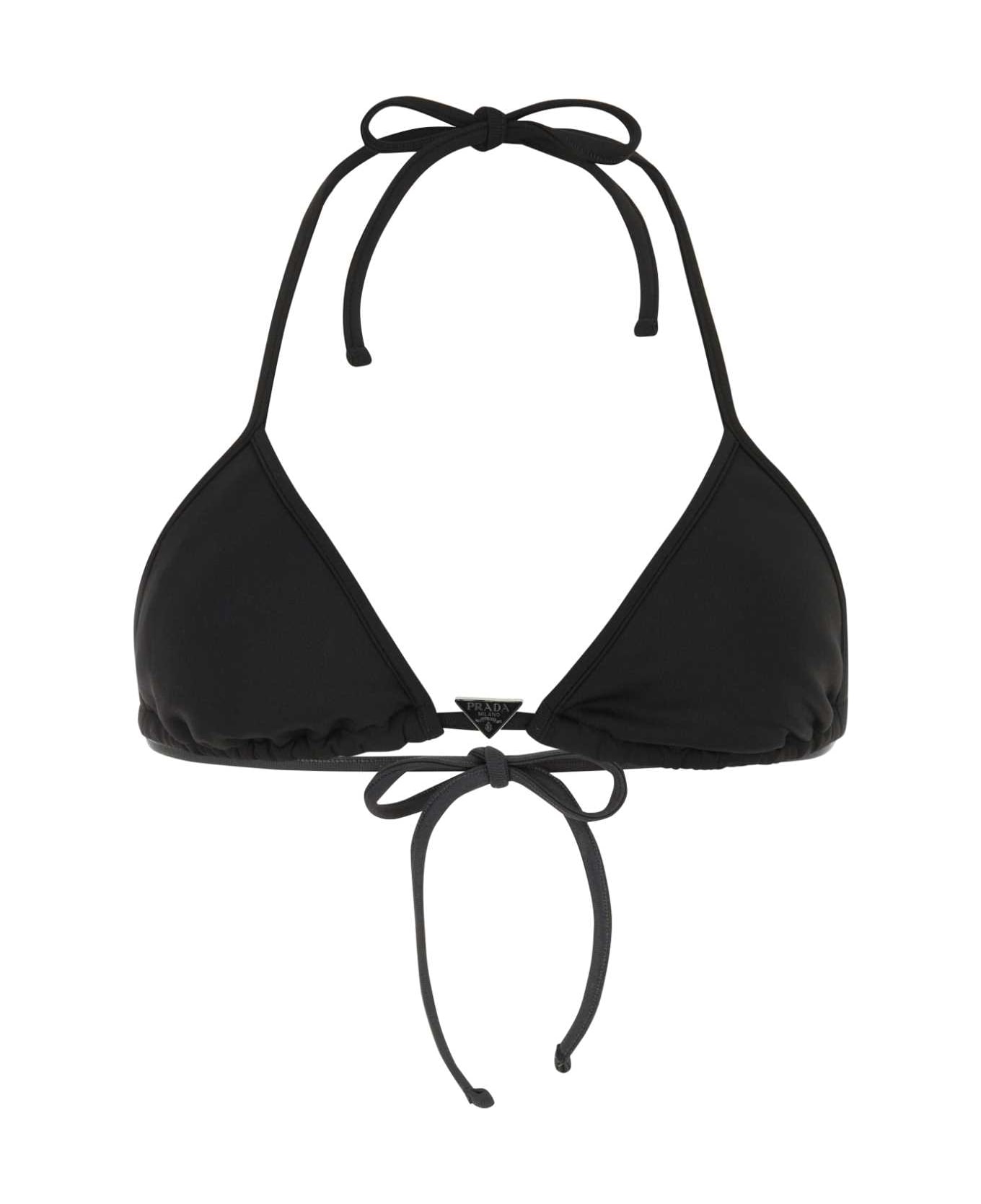 Prada Black Stretch Re-nylon Bikini Top - NERO