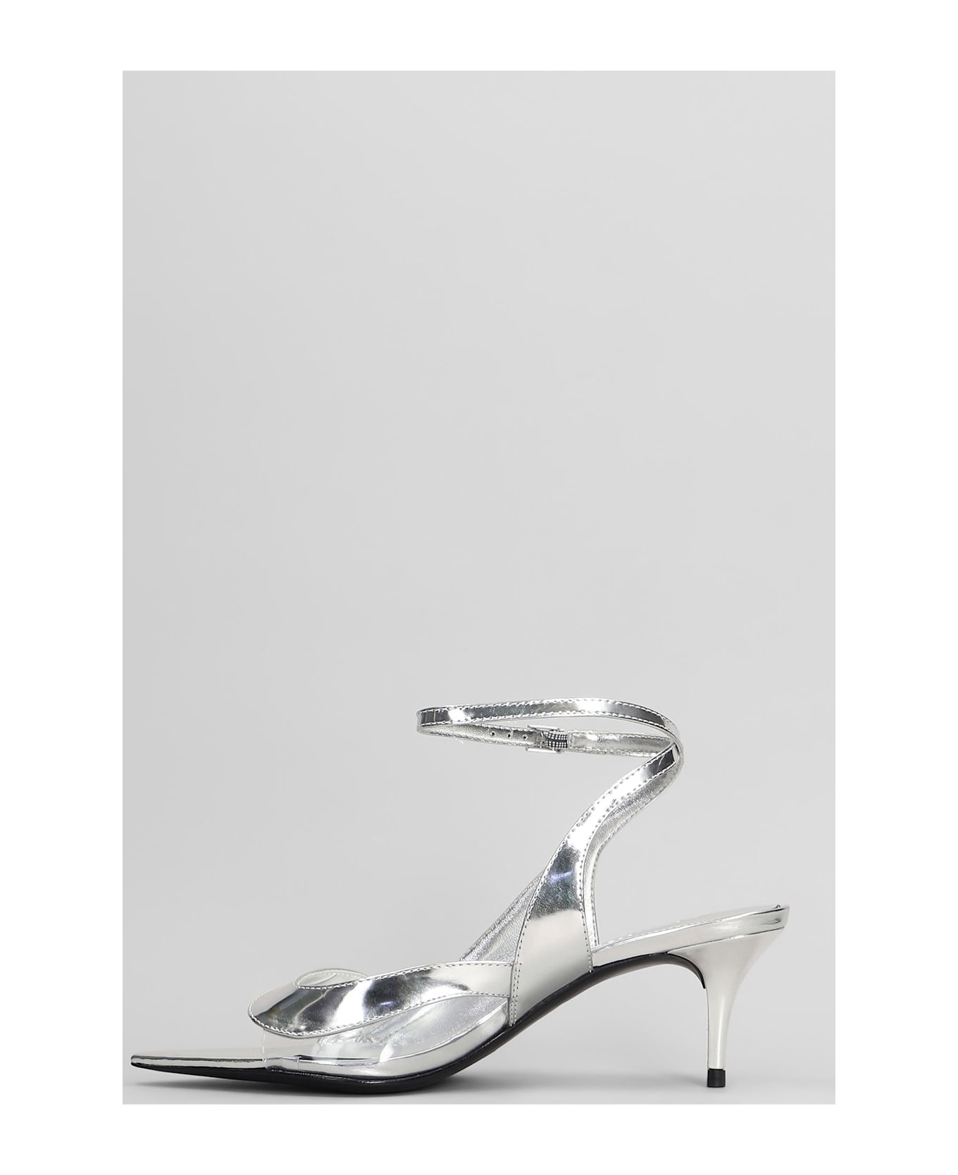Schutz Ruber Mid Sandals In Silver Leather - silver
