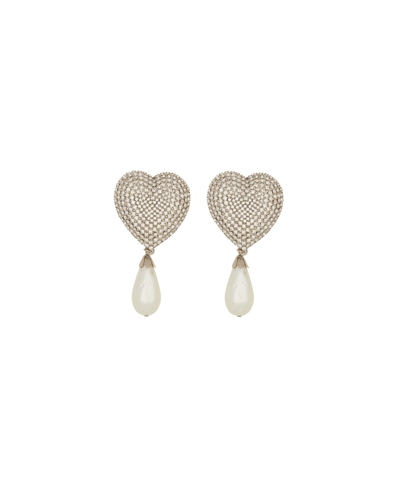 Alessandra Rich Crystal Heart Earrings - SILVER イヤリング