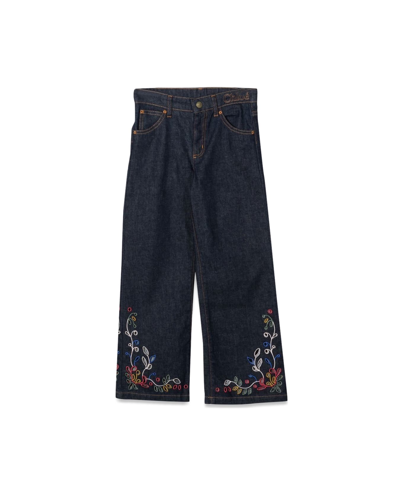 Chloé Wide Bottom Jeans With Embroidery - DENIM ボトムス