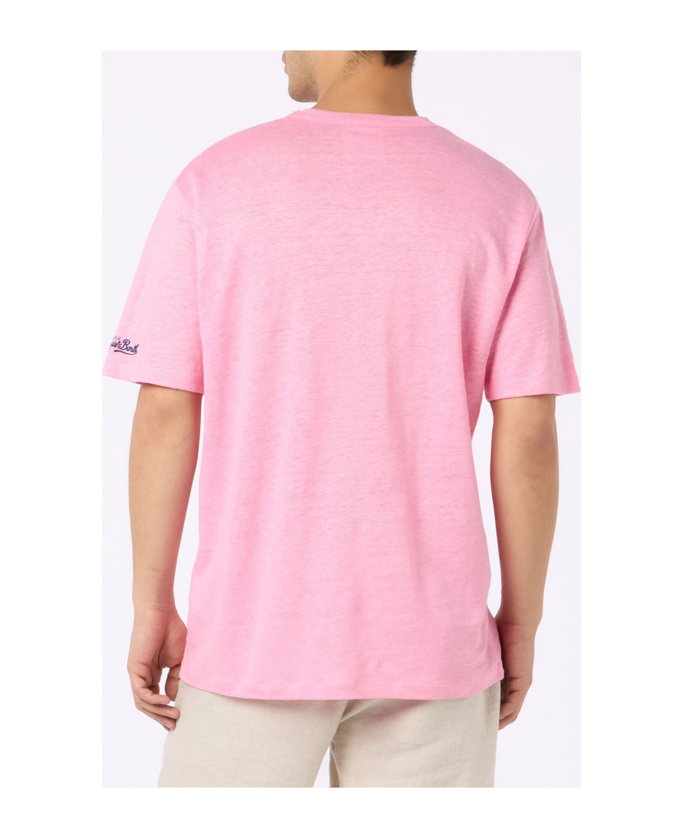 MC2 Saint Barth Man Pink Linen Jersey T-shirt Ecstasea With Pocket - PINK