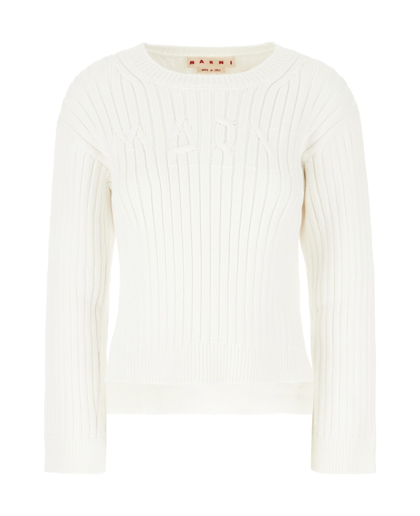 Marni White Cotton Blend Sweater - LILY WHITE
