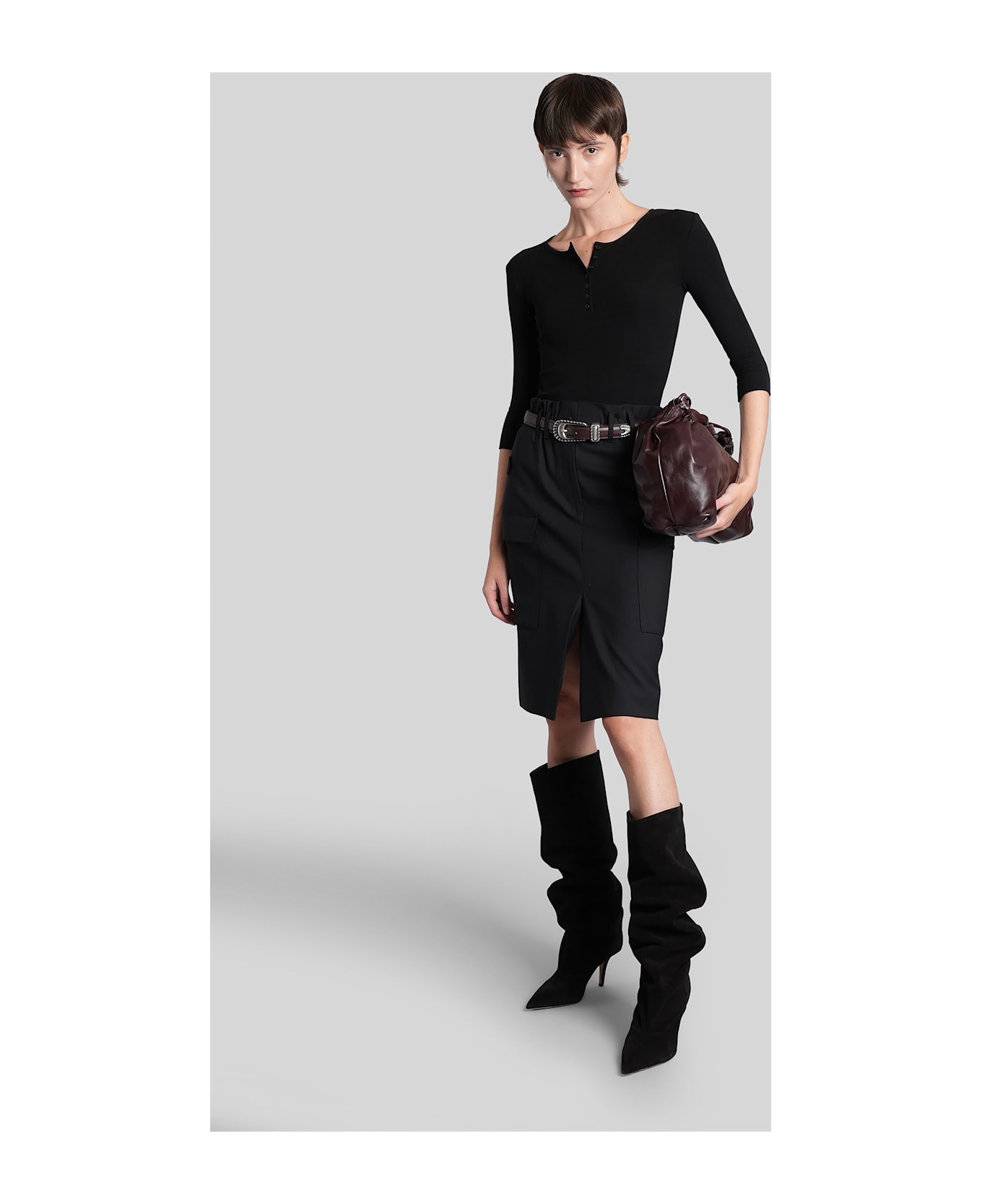 IRO Carrie Skirt In Black Wool - black