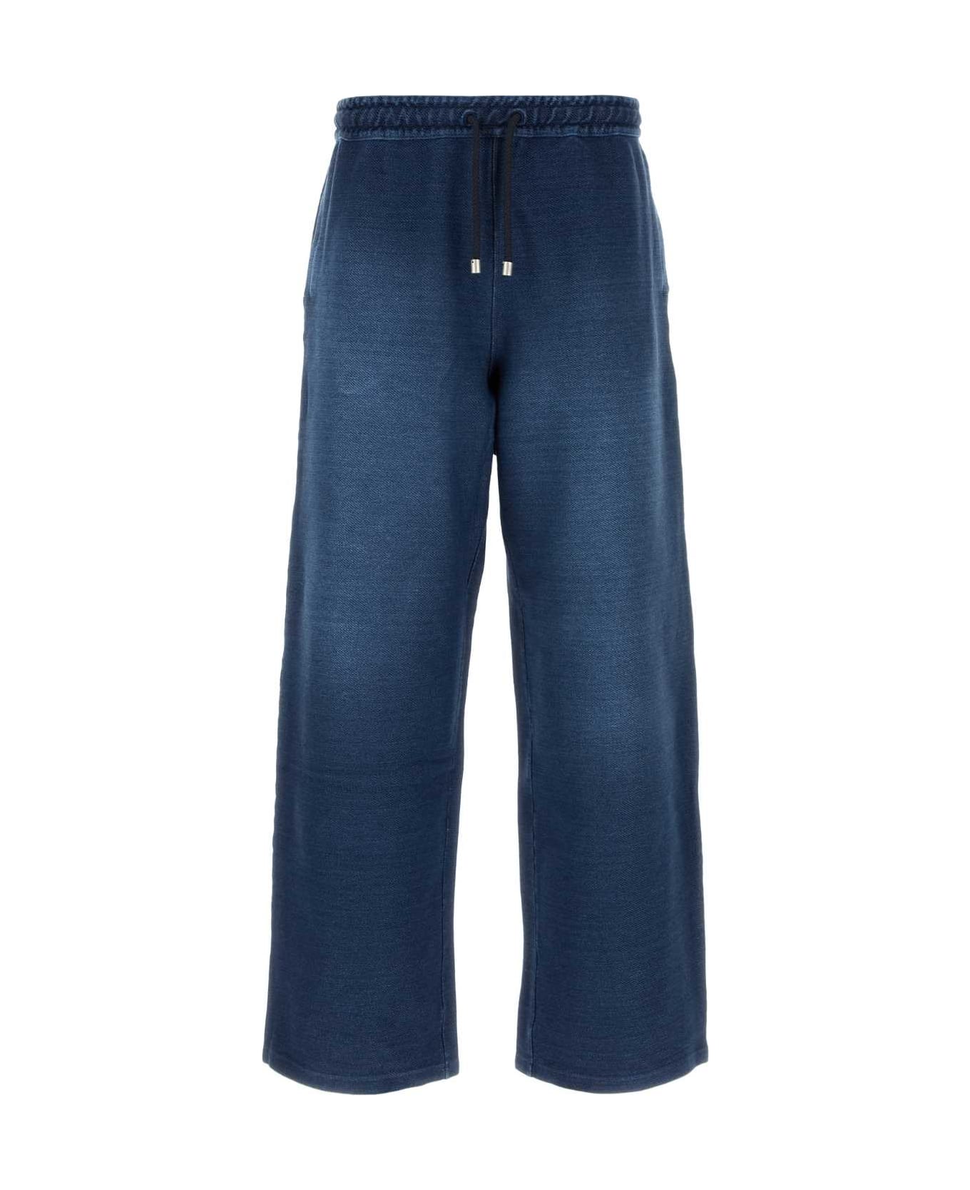 Denim Blue Stretch Cotton Joggers - Thumbnail 2