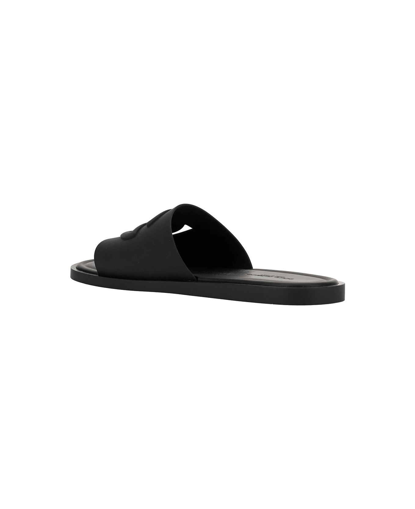 Dolce & Gabbana Black Sandals With Logo Detail In Rubber Man - Black