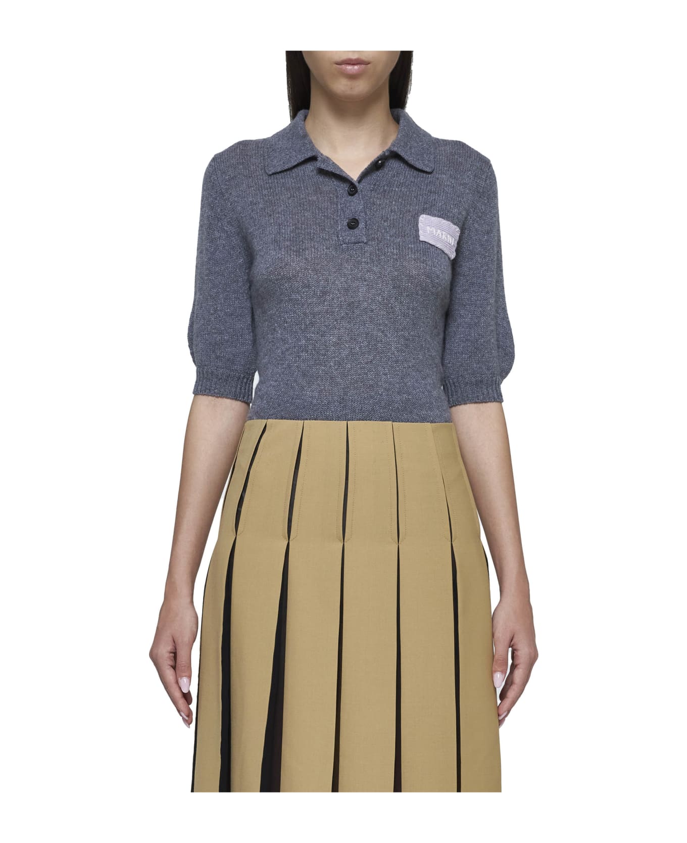 Marni Polo With Marni Applications - Graphite