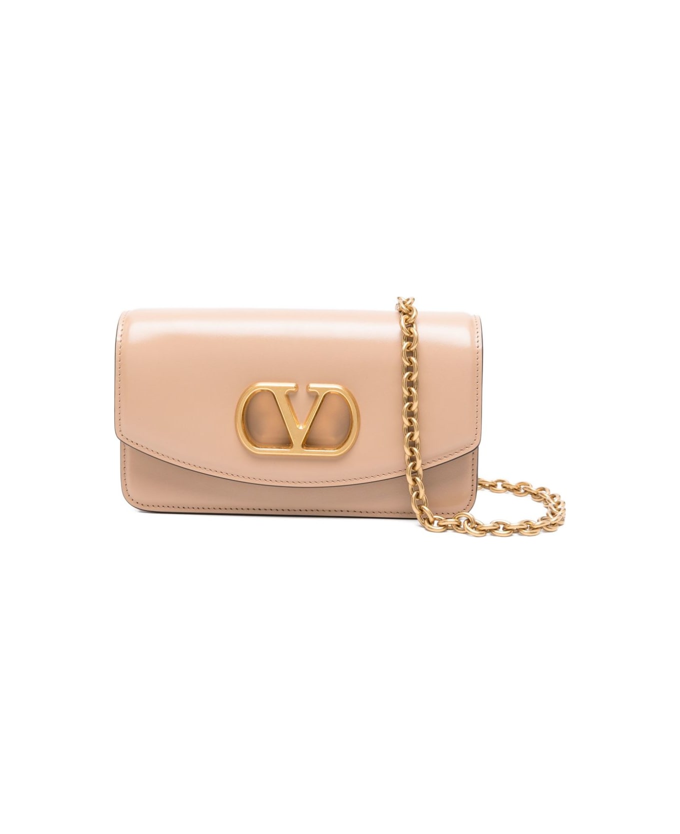Valentino Garavani Vain Small Leather Clutch - Powder