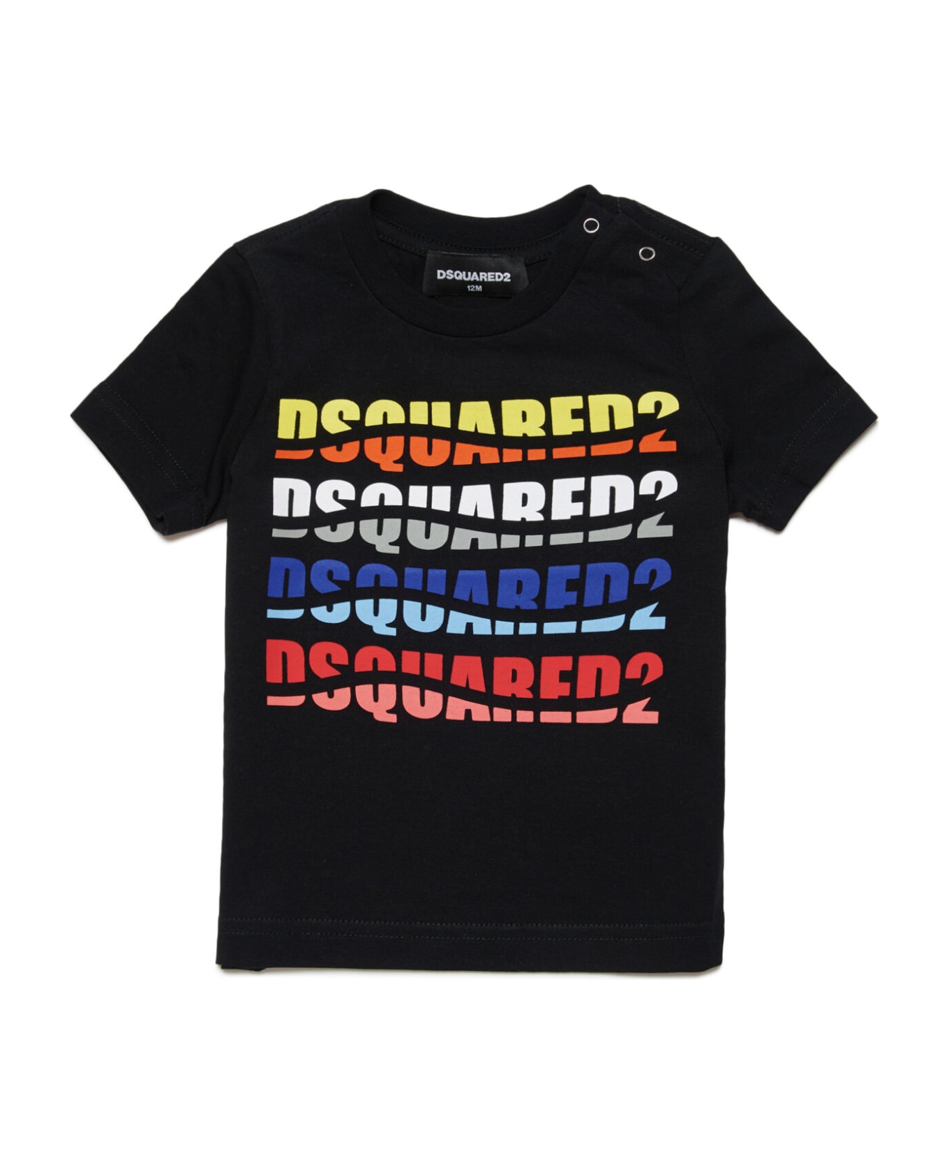 Dsquared2 D2t1025b T-shirt Dsquared Wave-effect Multicolor Branded T-shirt - Nero Tシャツ＆ポロシャツ