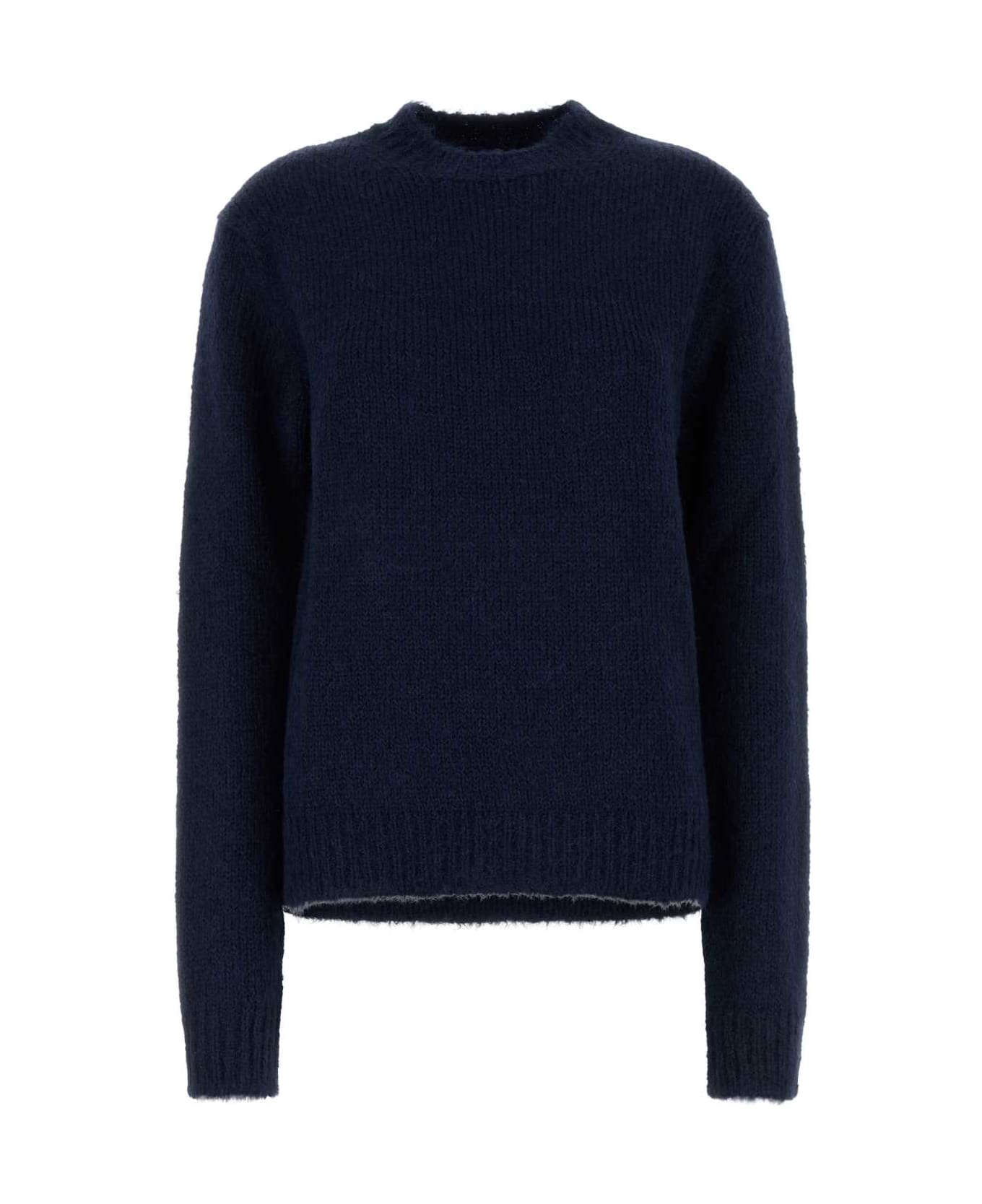 Jil Sander Navy Blue Alpaca Blend Oversize Sweater - VIOLET NIGHT