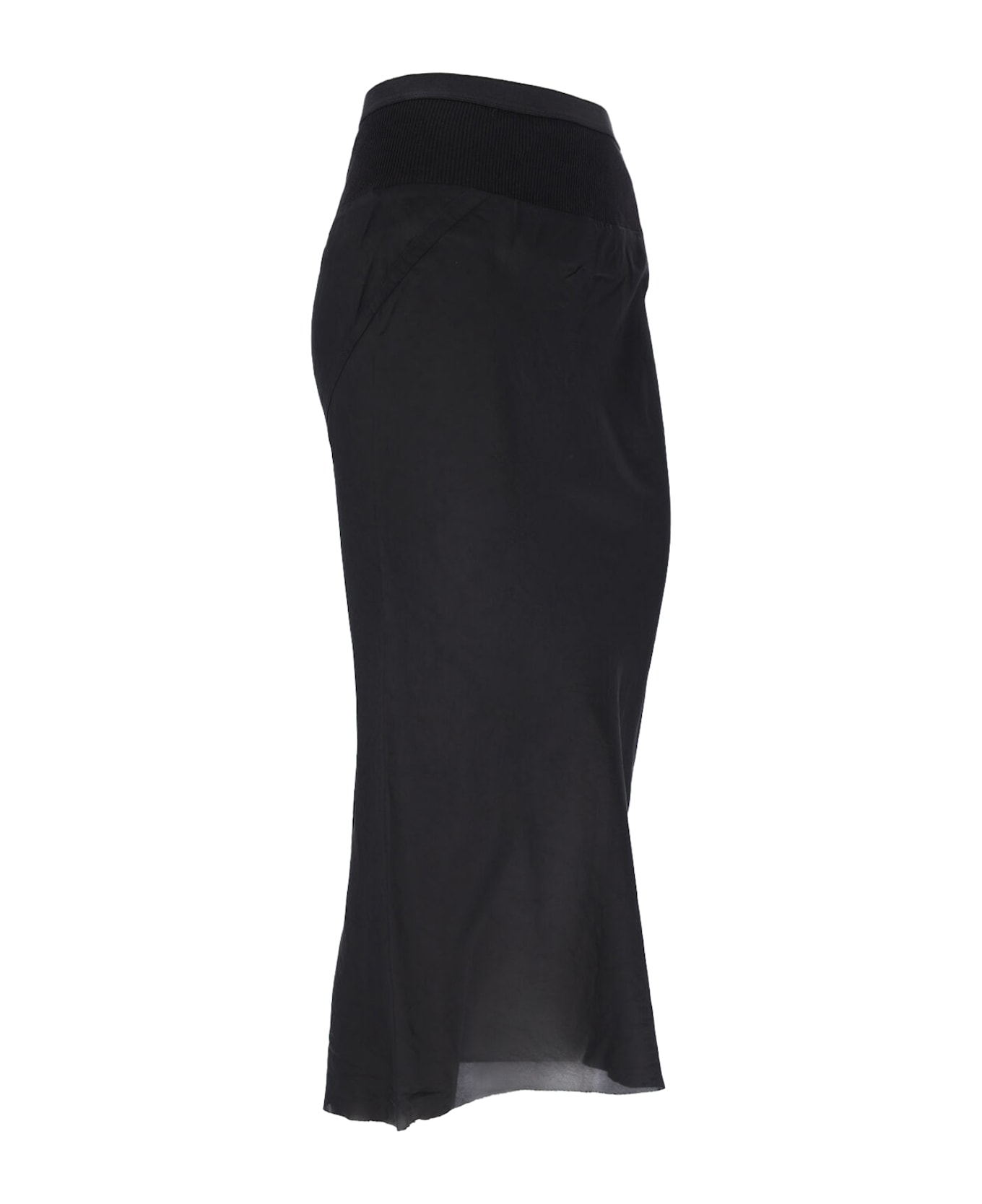 Rick Owens Cupro Midi Skirt - Black  
