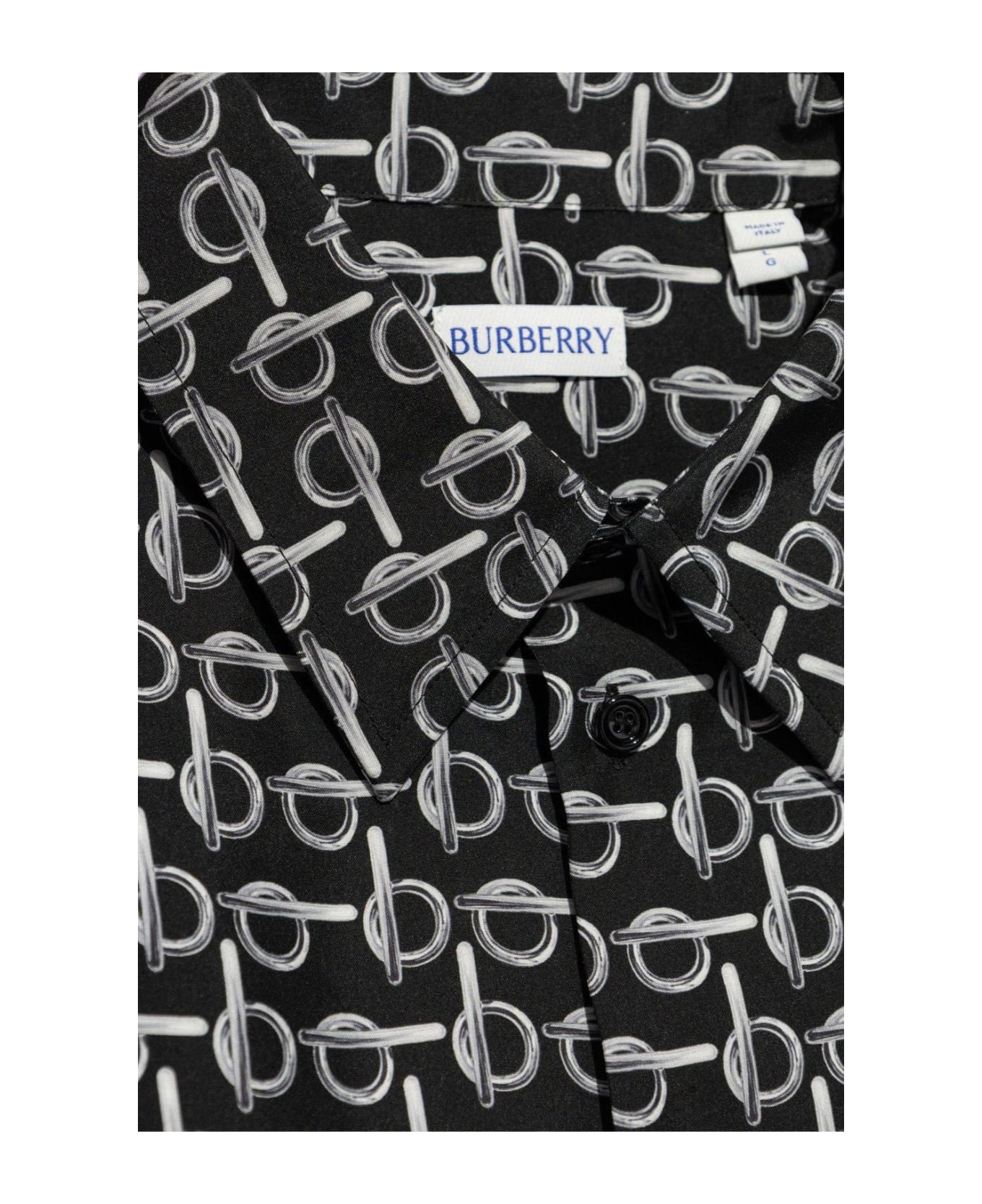 Burberry Monogram Printed Short Sleeved Shirt - Silver/black