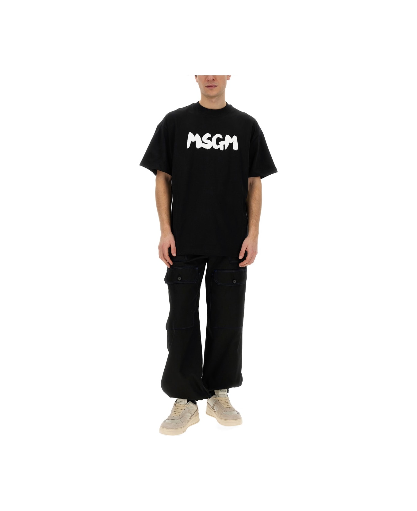 MSGM T-shirt With Logo - BLACK シャツ