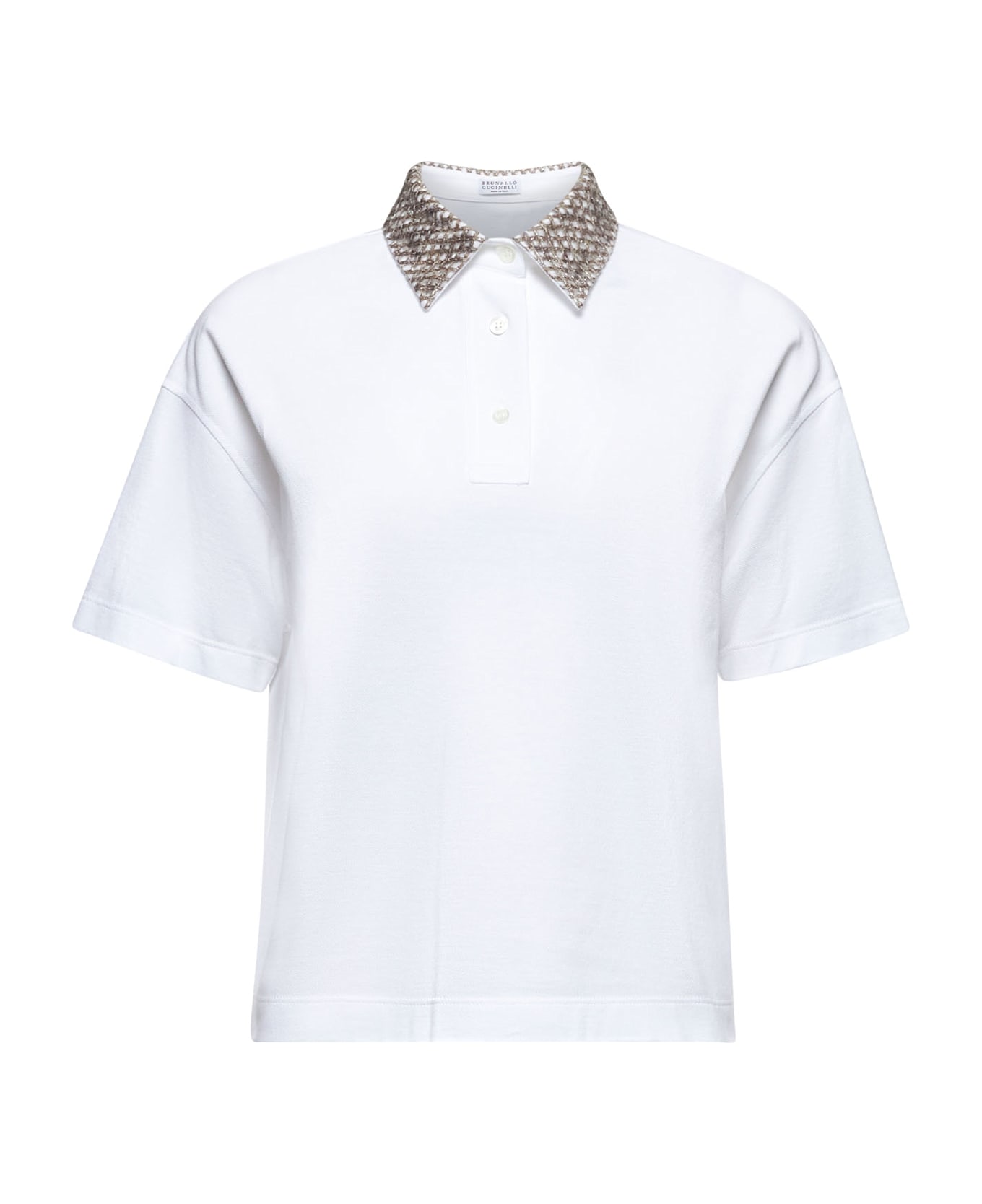 Brunello Cucinelli Sequin Polo Shirt - White