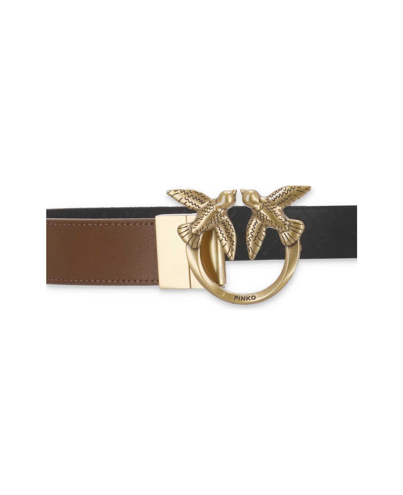 Pinko Double-face Love Birds Buckled Belt - Brown