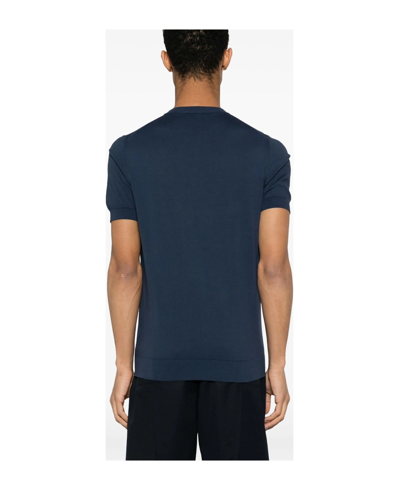 Fedeli Blue Cotton T-shirt - BLUE