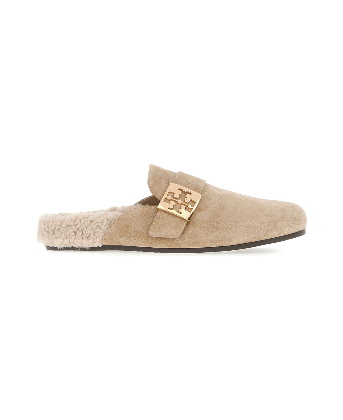 Tory Burch Cappuccino Suede Mellow Slippers - NOISETTE TAUPE