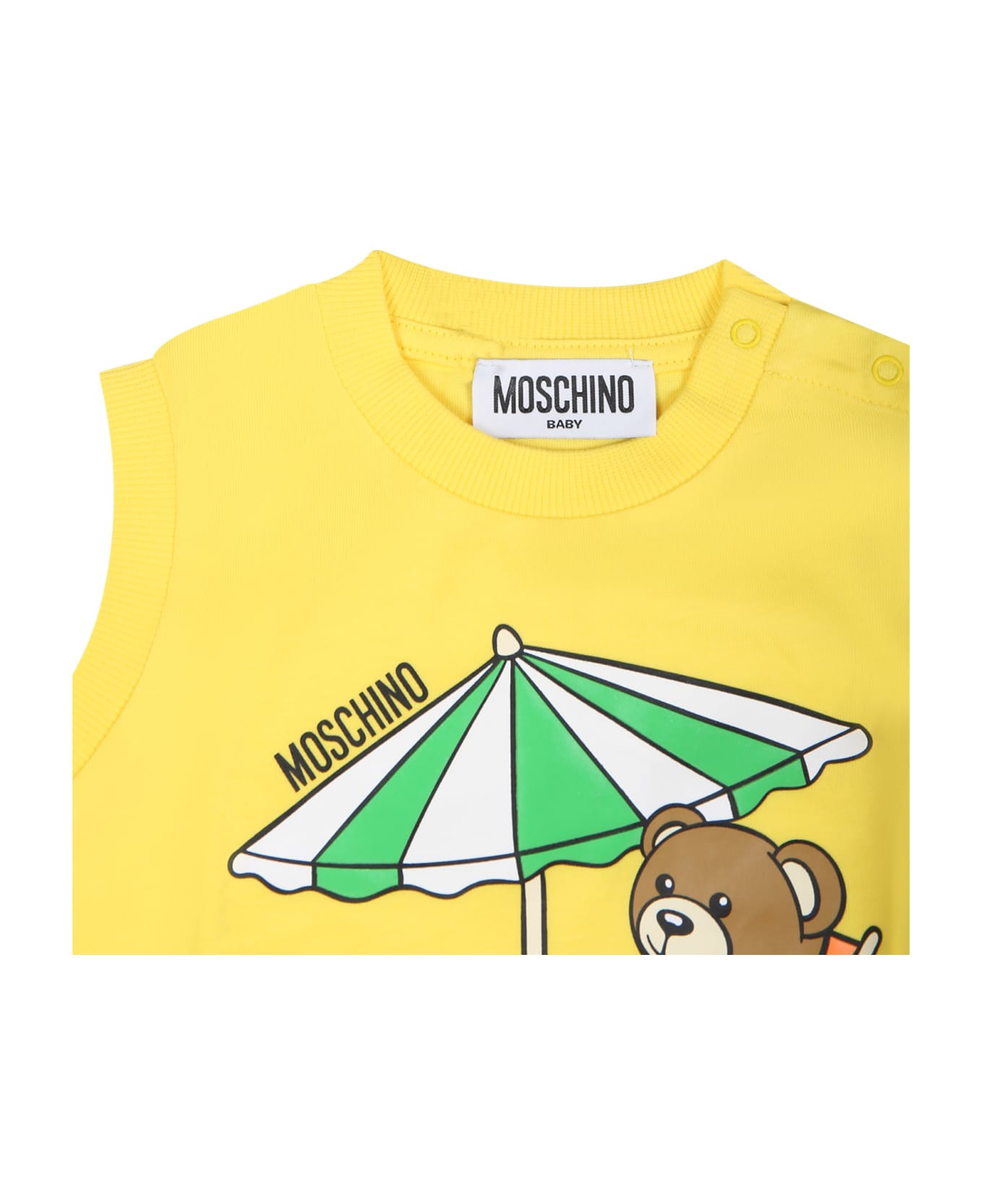 Moschino Yellow Sports Suit For Baby Boy With Teddy Bear - Yellow ボトムス