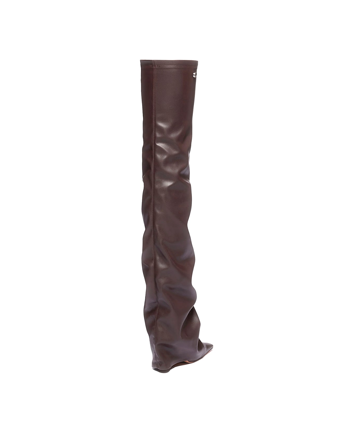 The Attico 'robin Okt' Brown Boots With High Stiletto Heel And Ruched Detail In Leather Woman - Brown