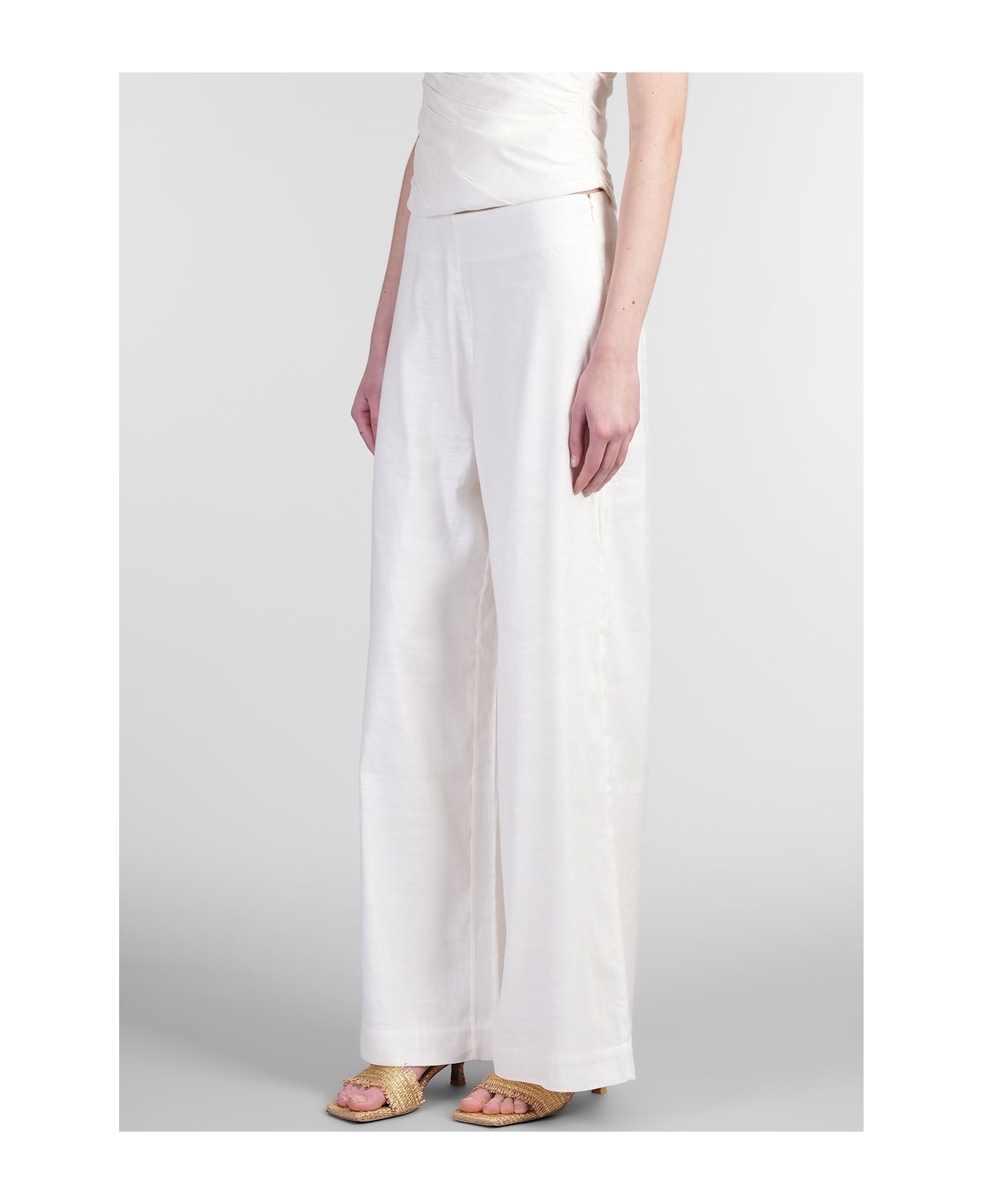 Cult Gaia Kora Pants In White Linen - white