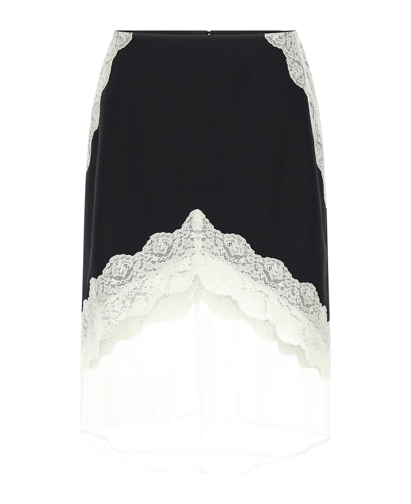 Jil Sander Organza Lace Wool Skirt - White/Black