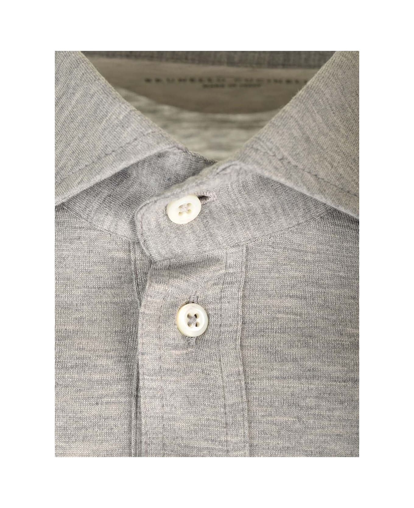 Brunello Cucinelli Silk And Cotton Polo Shirt - Grey