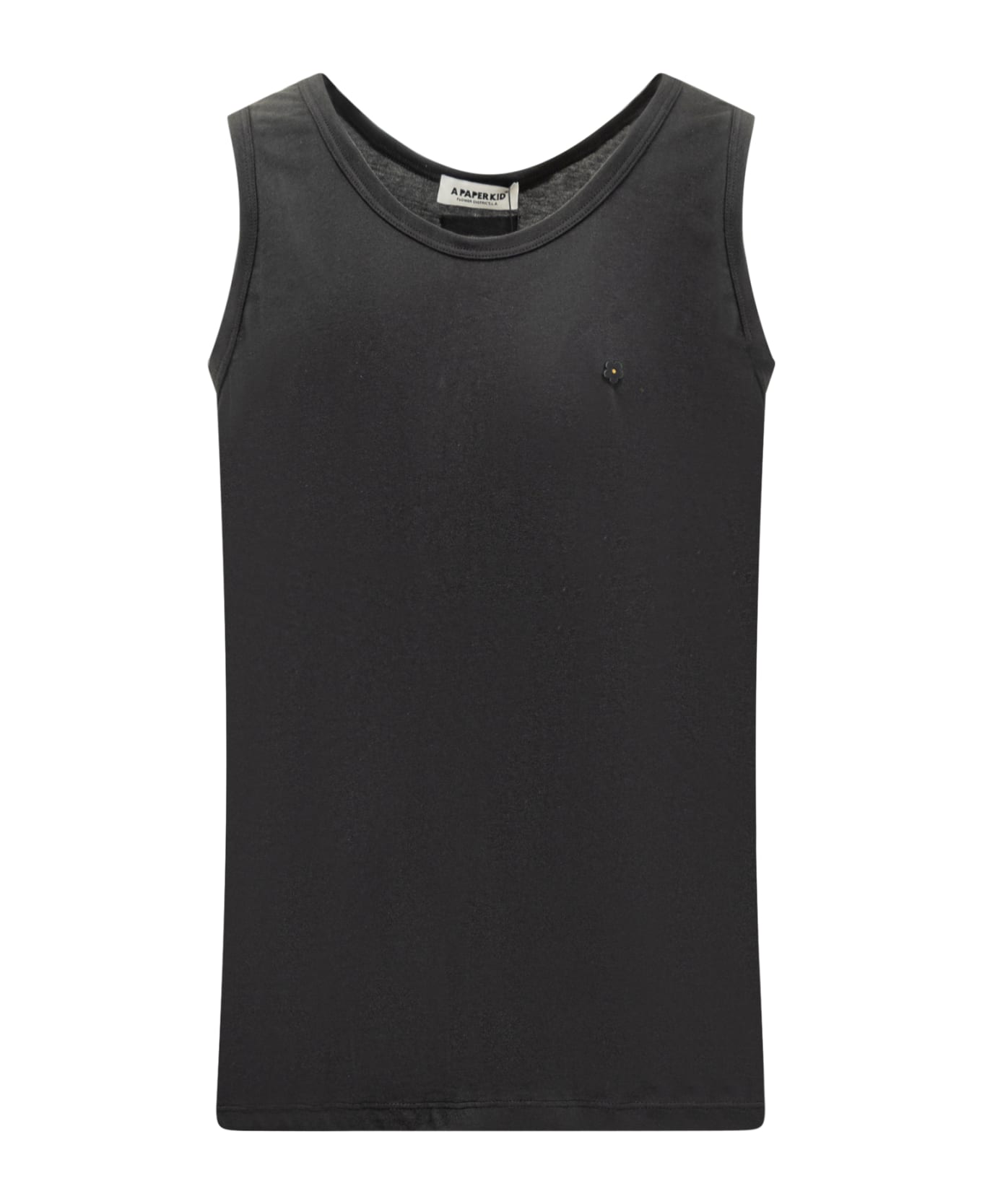 A Paper Kid Tank Top With Flower Pin. - NERO/BLACK