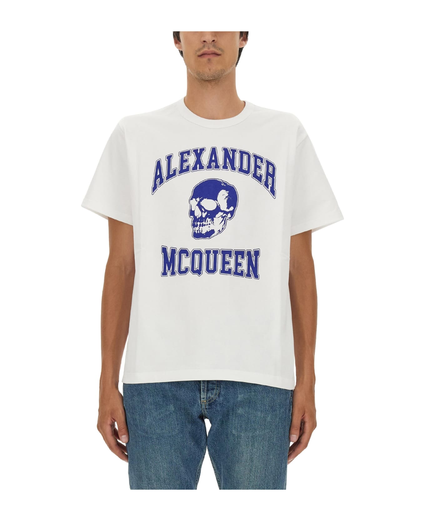 Alexander McQueen Logo Print Skull T-shirt - White