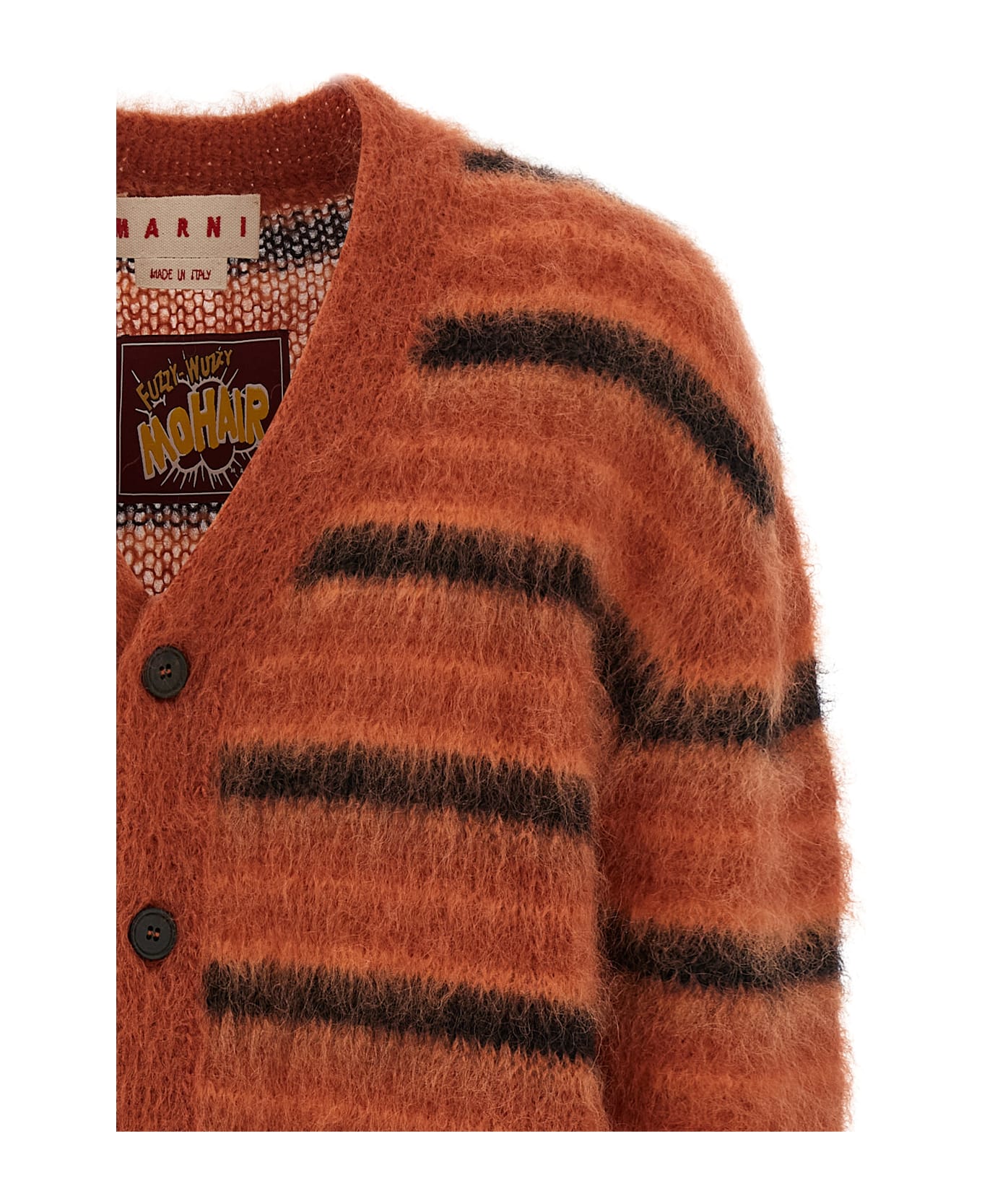 Marni Brushed Striped Cardigan - Orange