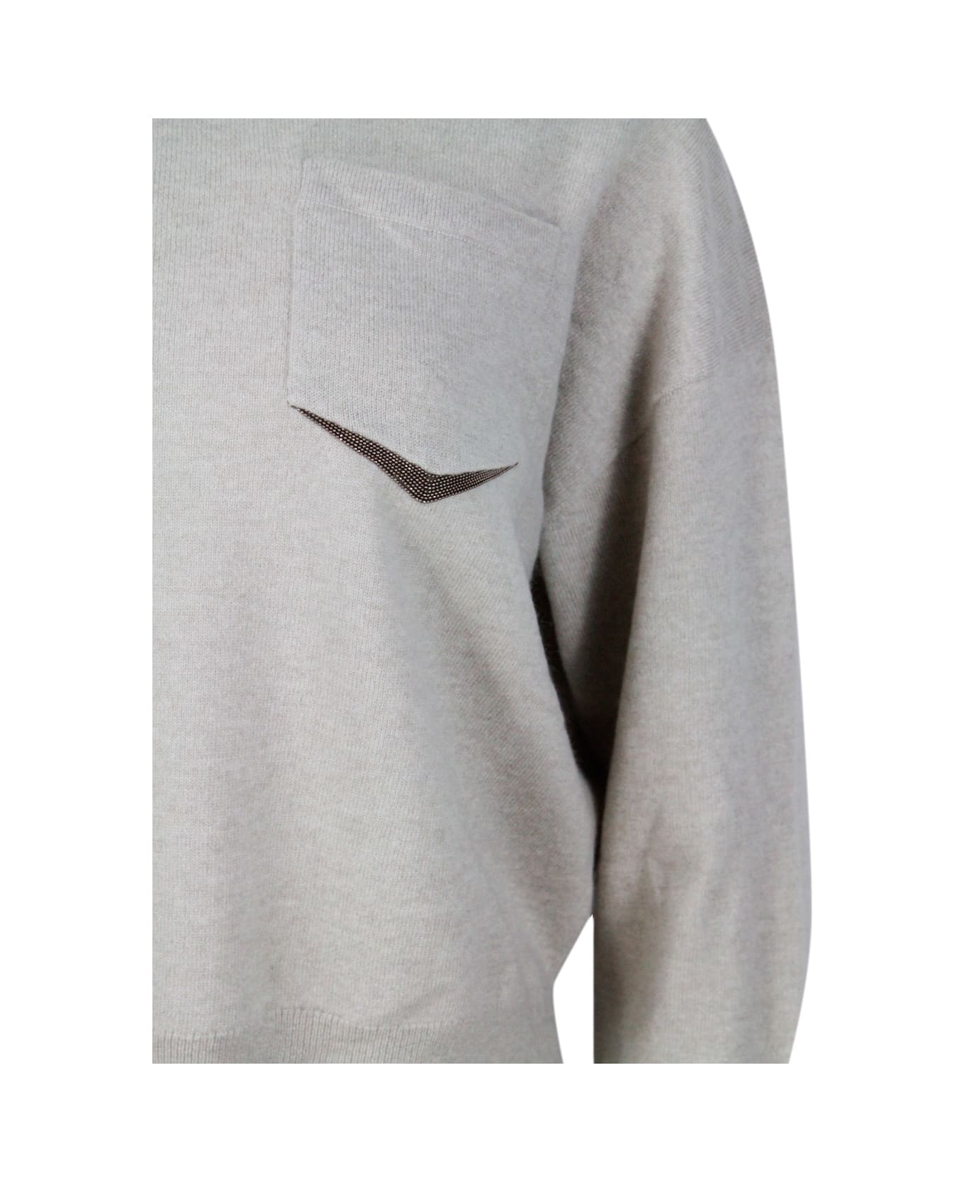 Brunello Cucinelli Long-sleeved Crewneck Sweater In Fine Cashmere - Beige freddo