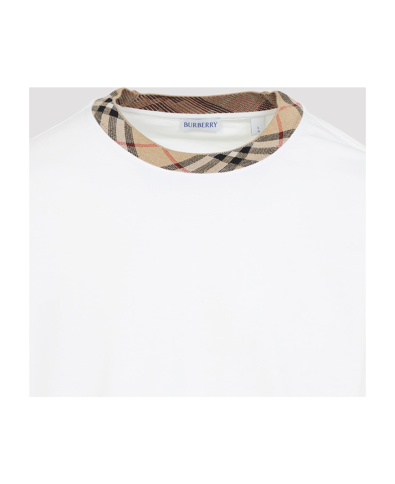 Burberry Ryan Check Collar T-shirt - Chalk