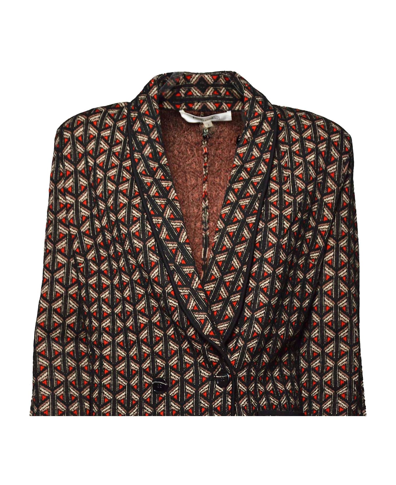 Diane Von Furstenberg Trillian Knit Jacquard Jacket - Nero/rosso