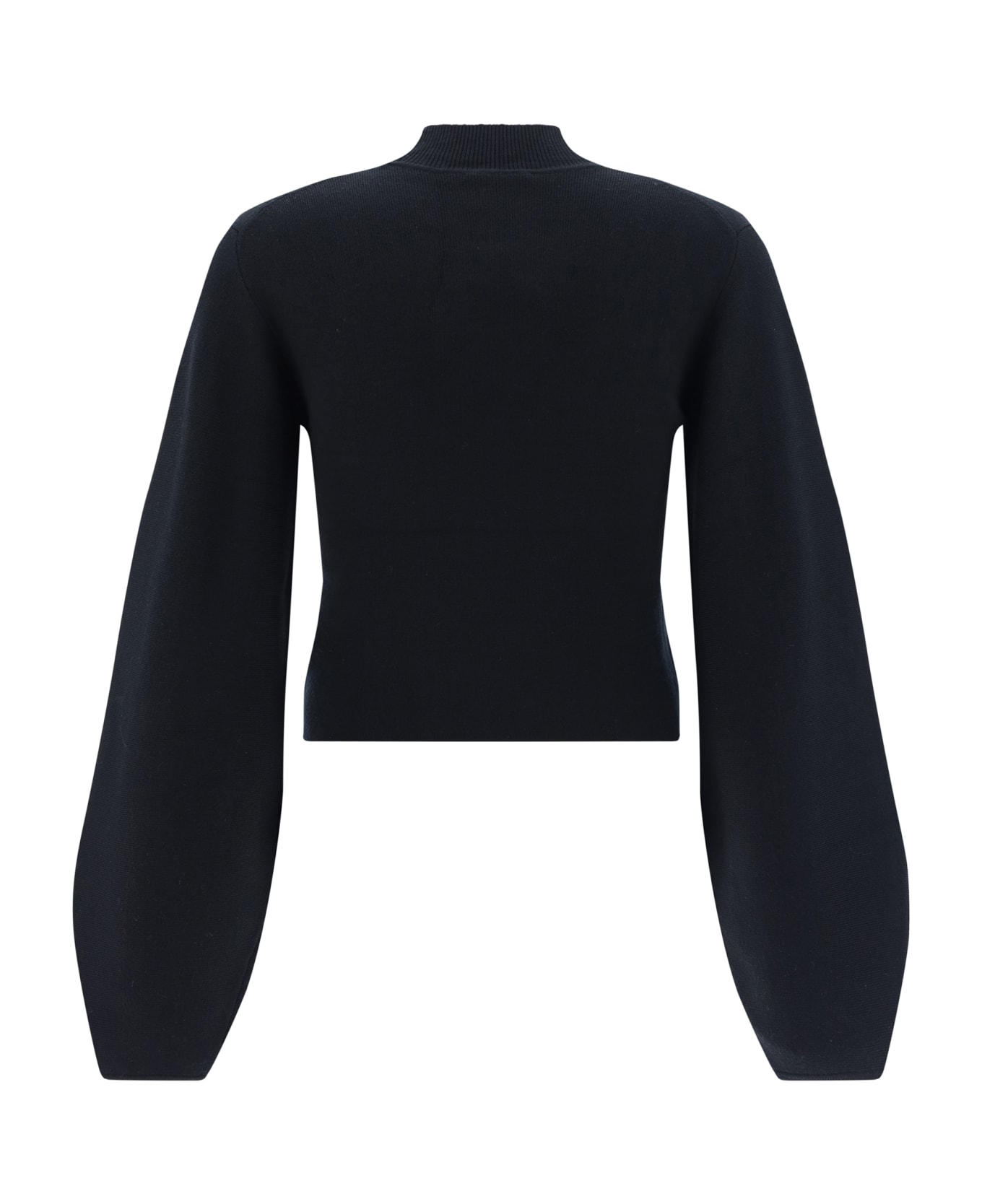 Chloé Baloon Sleeve Knit Cropped Sweater - Black