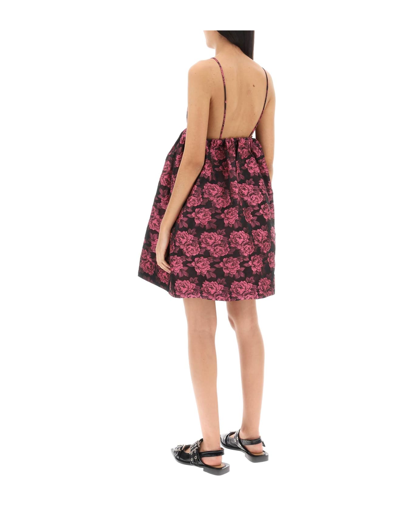 Ganni Mini Dress In Floral Jacquard - Cone Flower ワンピース＆ドレス