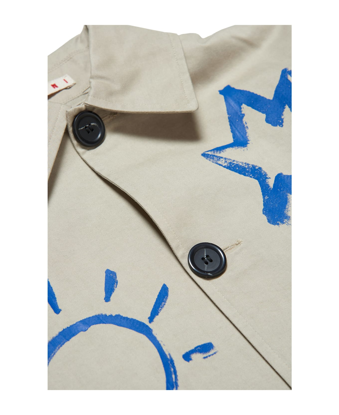 Marni Mj109f Jacket Marni Beige Gabardine Coat With Graffiti And Printed Faces - Light sand